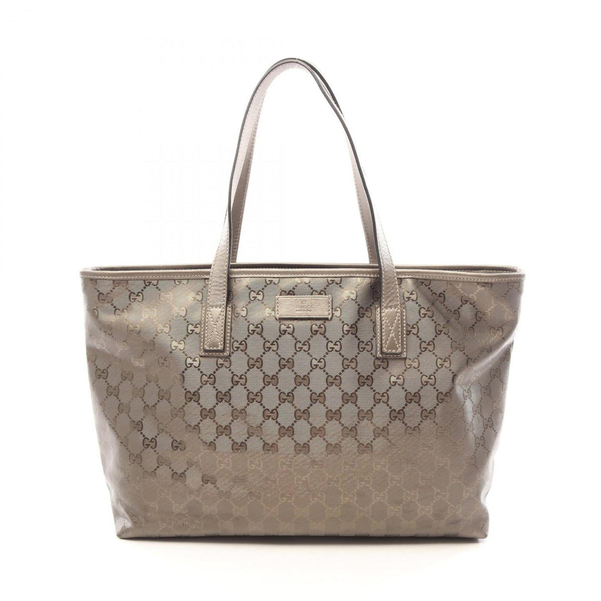 Gucci Gg Imprimé Brown Coated Canvas Leather Handbag Tote Bag (Pre-Owned)