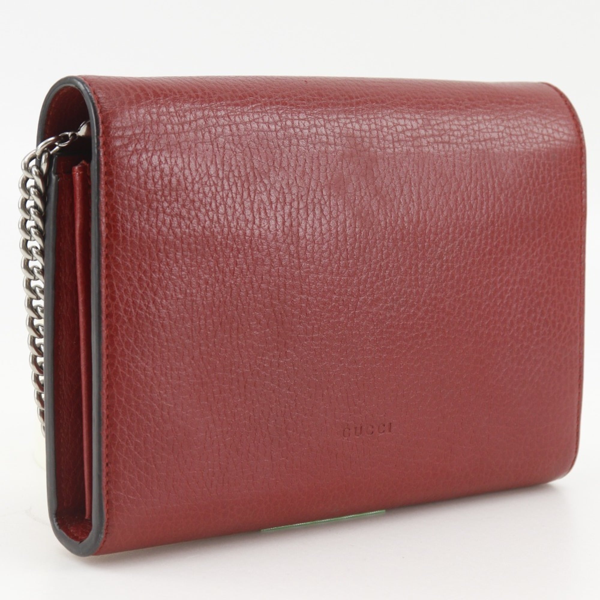 Gucci Red Color Leather Shoulder Bag (Pre-Owned)