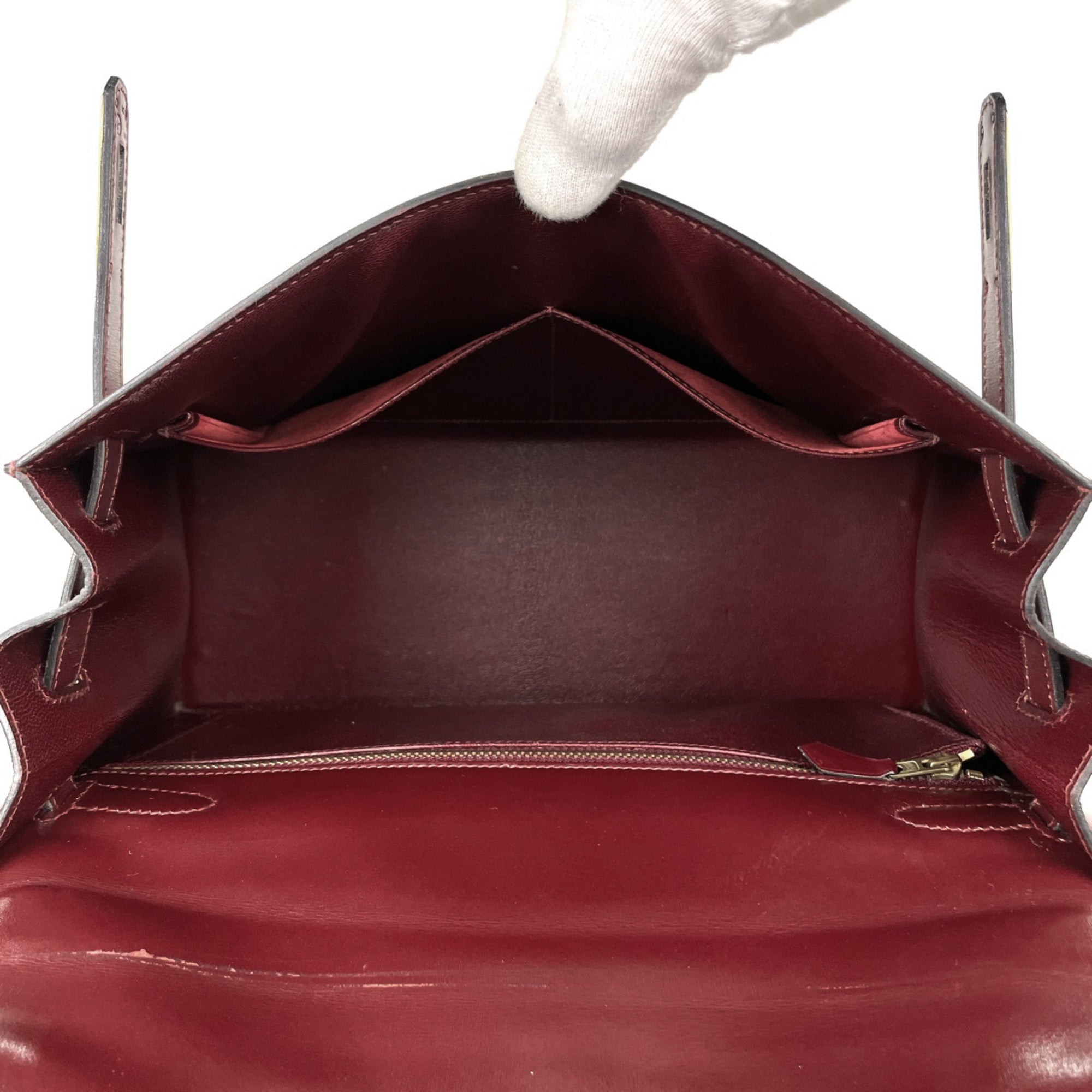Hermes Kelly Rouge H Box Calf Leather Handbag (Pre-Owned)