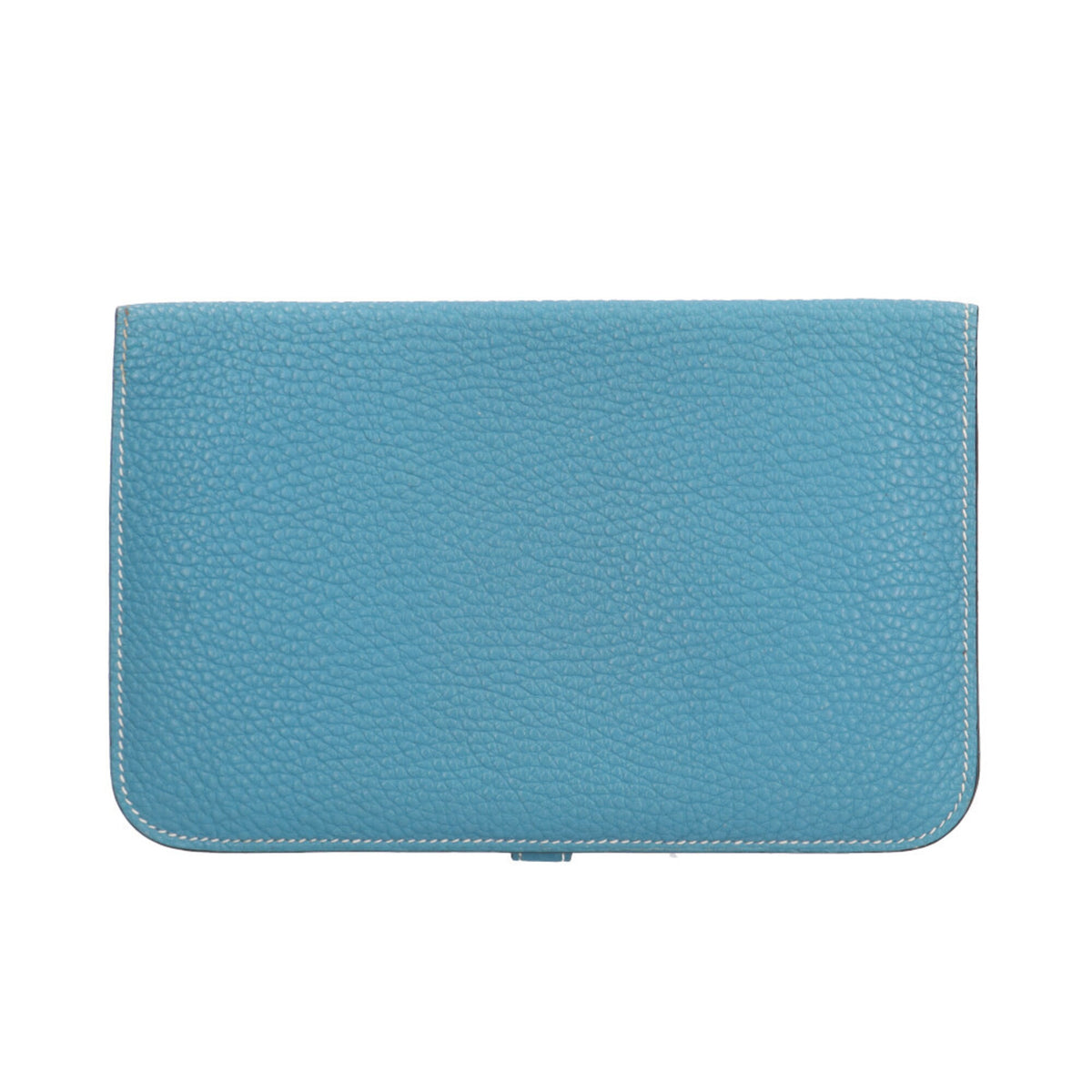 Hermes Blue Blue Jean Taurillon Clemence Leather Long Wallet (Bi-Fold) (Pre-Owned)