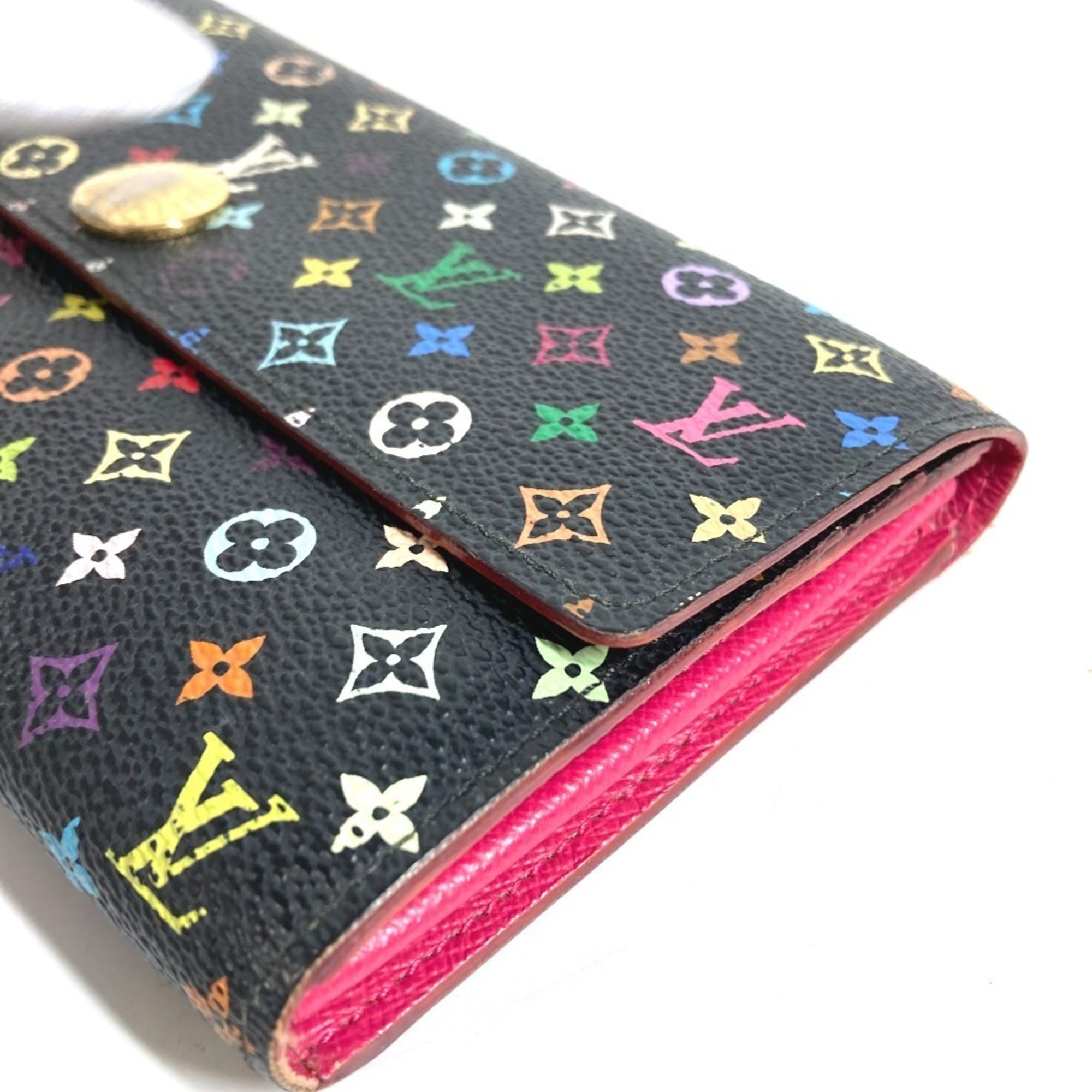 Louis Vuitton Monogram Multicolore Black Noir Pink Monogram Multicolore Long Wallet (Bi-Fold) (Pre-Owned)
