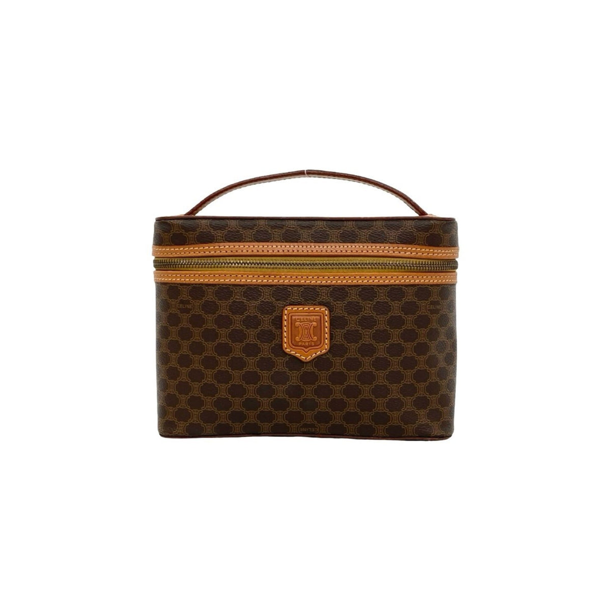 Celine Brown Leather Pvc Handbag Vanity Bag (Pre-Owned)