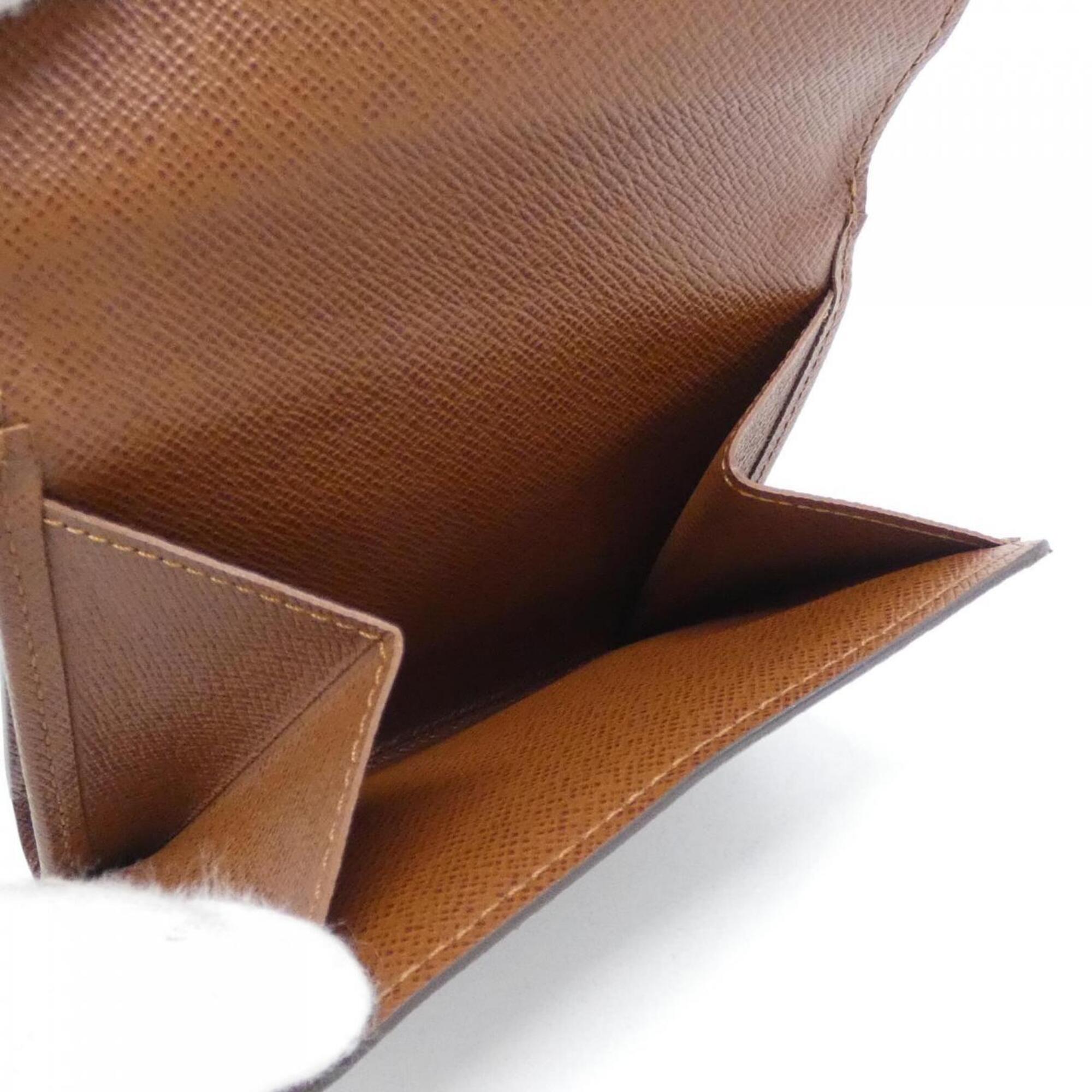 Louis Vuitton Marron Coated Canvas Wallet (Tri-Fold) (Pre-Owned)