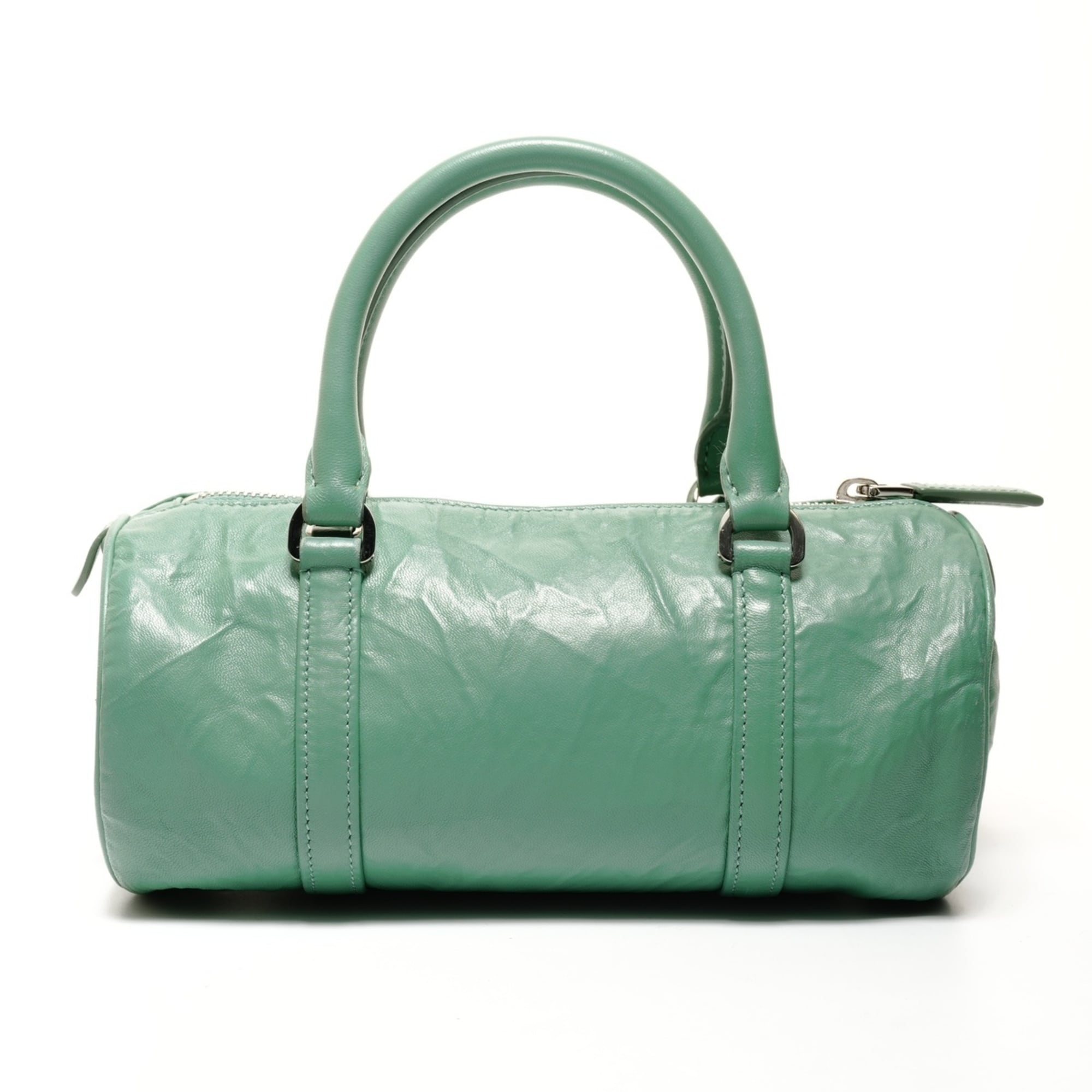 Prada Green Leather Boston Bag Shoulder Bag (Pre-Owned)