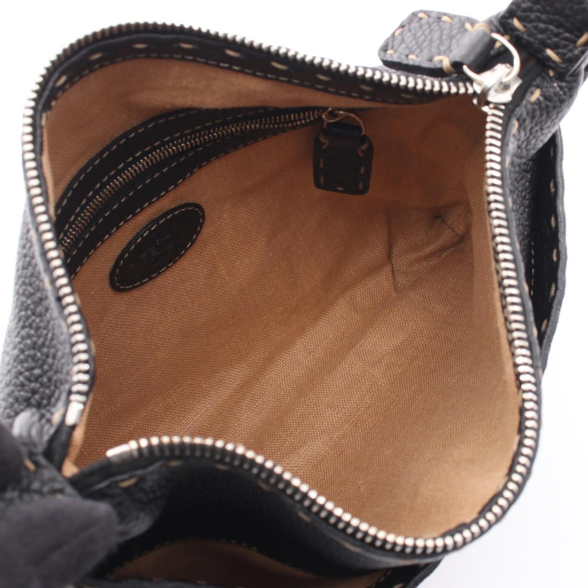 Fendi Black Leather Handbag Shoulder Bag (Pre-Owned)
