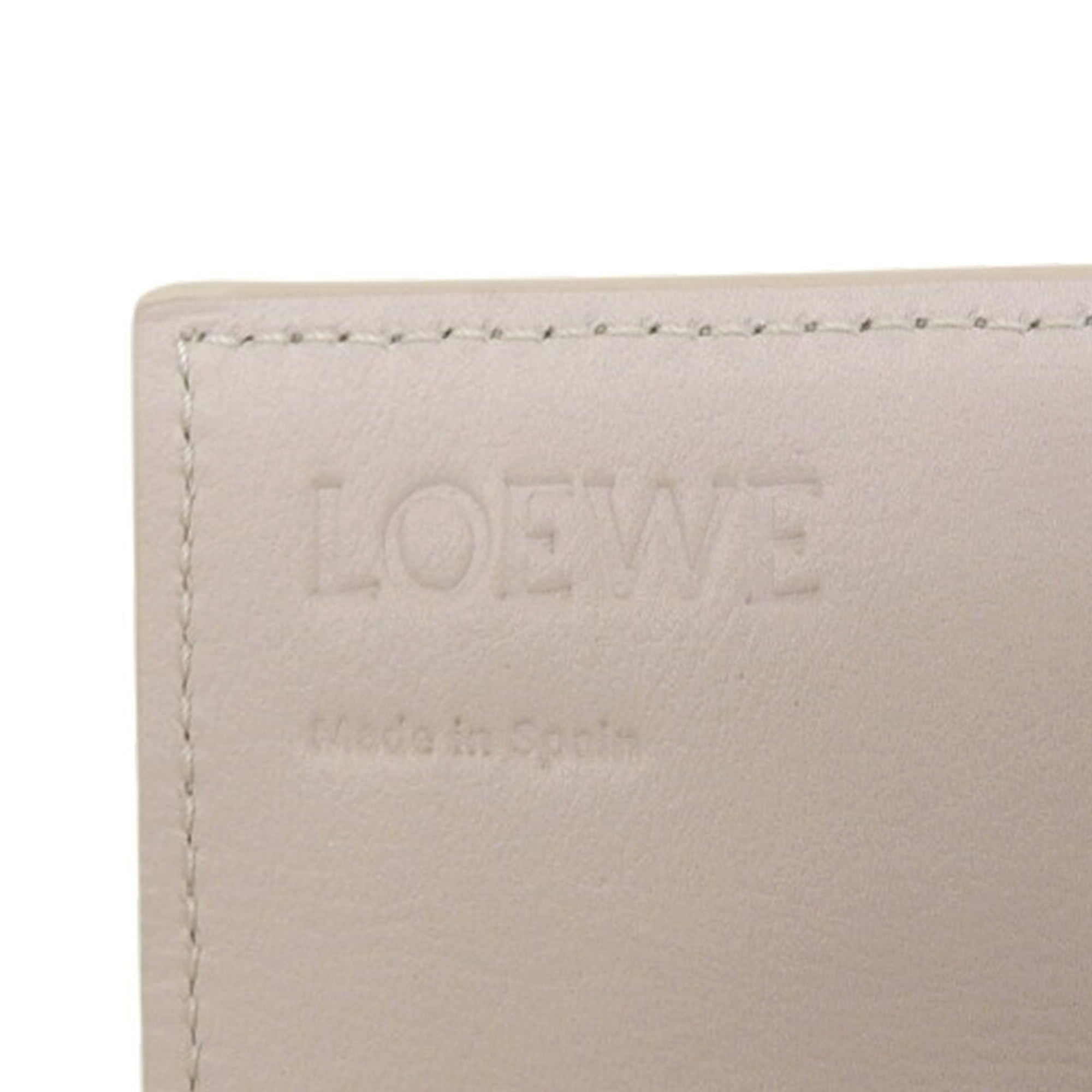 Loewe Beige Light Gray Leather Long Wallet (Bi-Fold) (Pre-Owned)