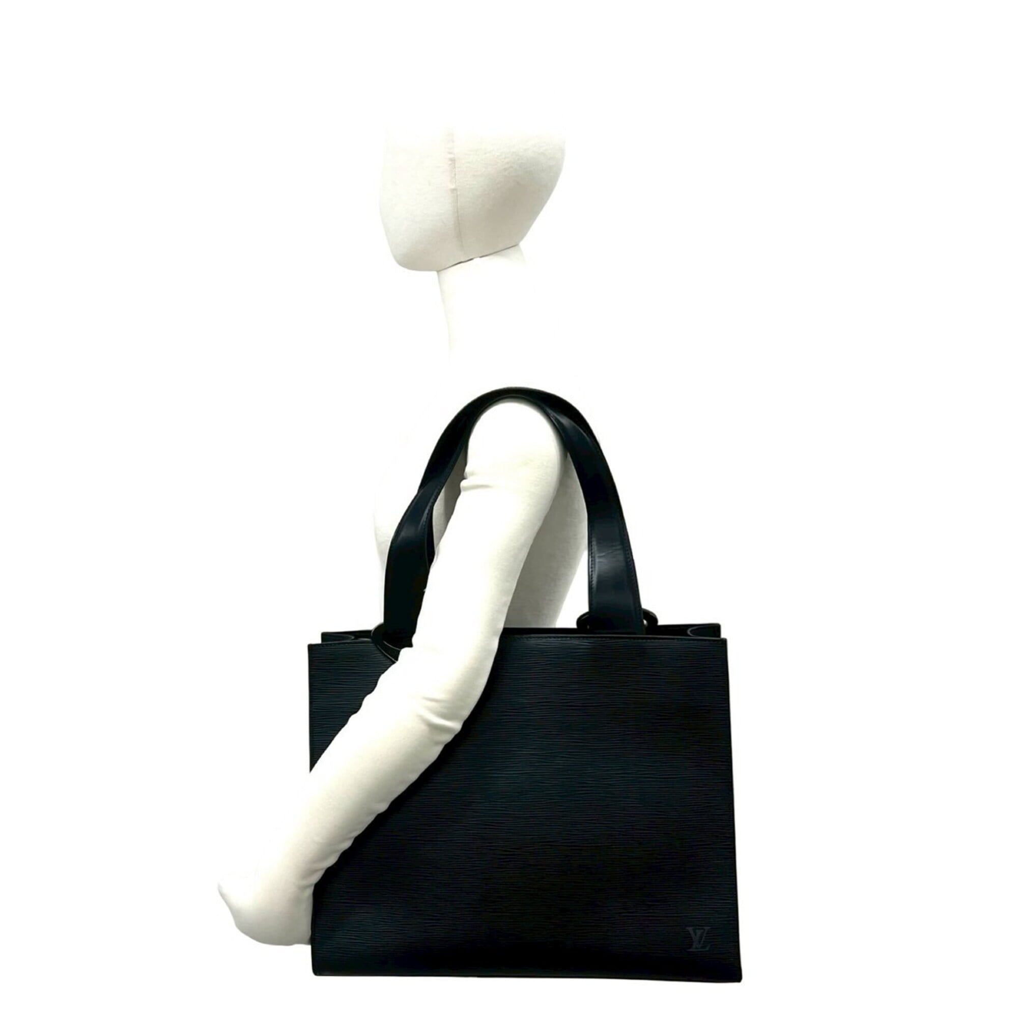 Louis Vuitton Black Leather Handbag Tote Bag (Pre-Owned)