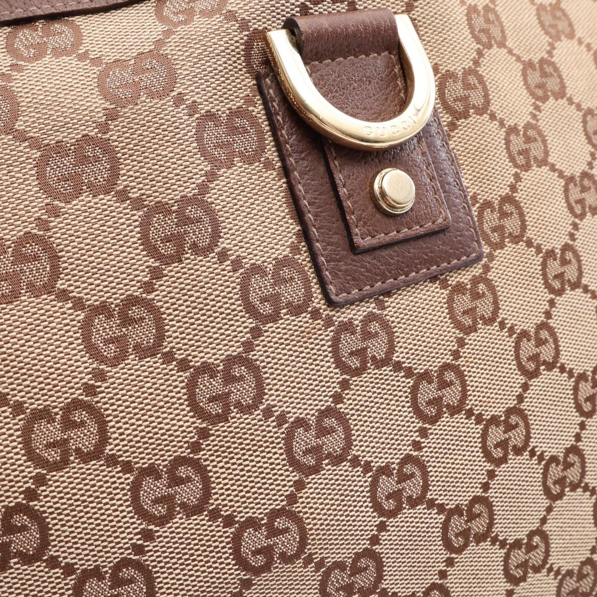 Gucci Abbey Beige Brown Gg Canvas Leather Handbag Tote Bag (Pre-Owned)