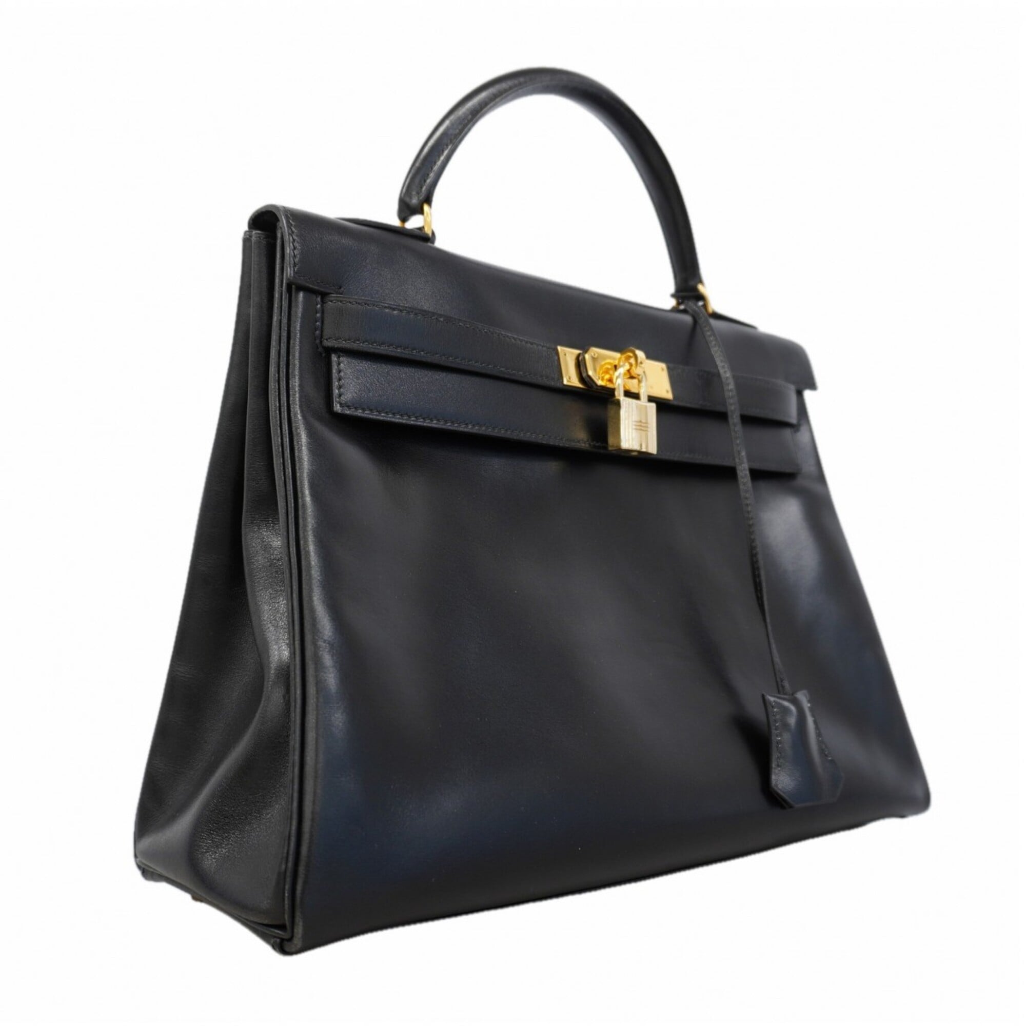 Hermes Black Box Calf Leather Handbag (Pre-Owned)