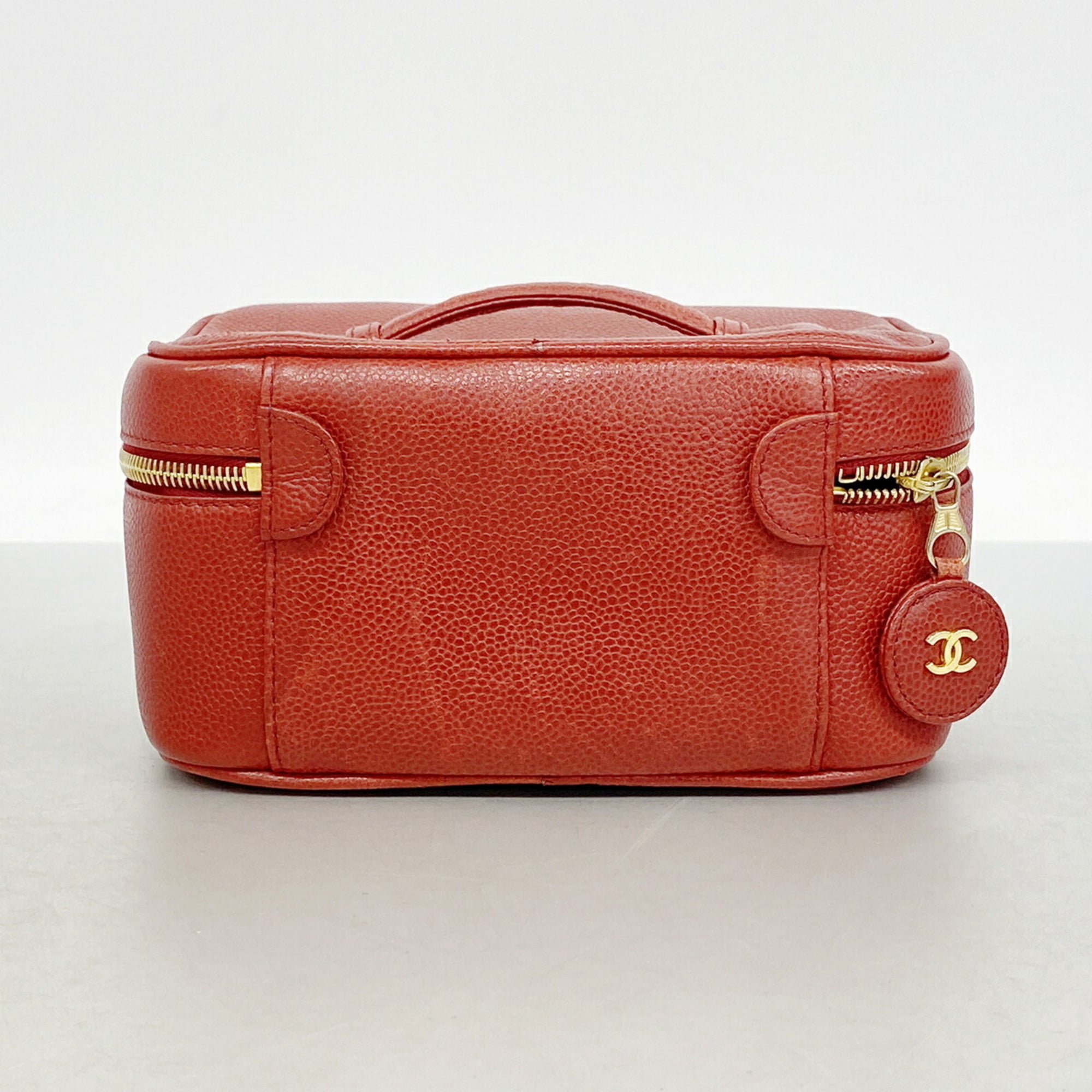 Chanel Red Color Grained Calfskin Vanity Bag (Pre-Owned)