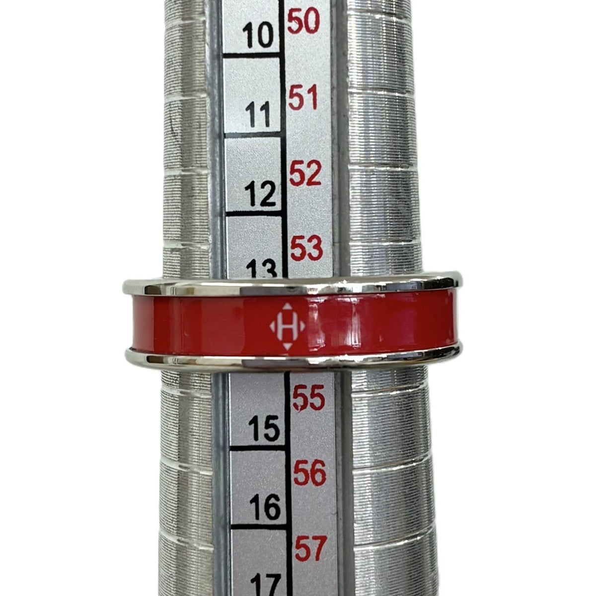 Hermes Silver Red Color Band Ring (Pre-Owned)