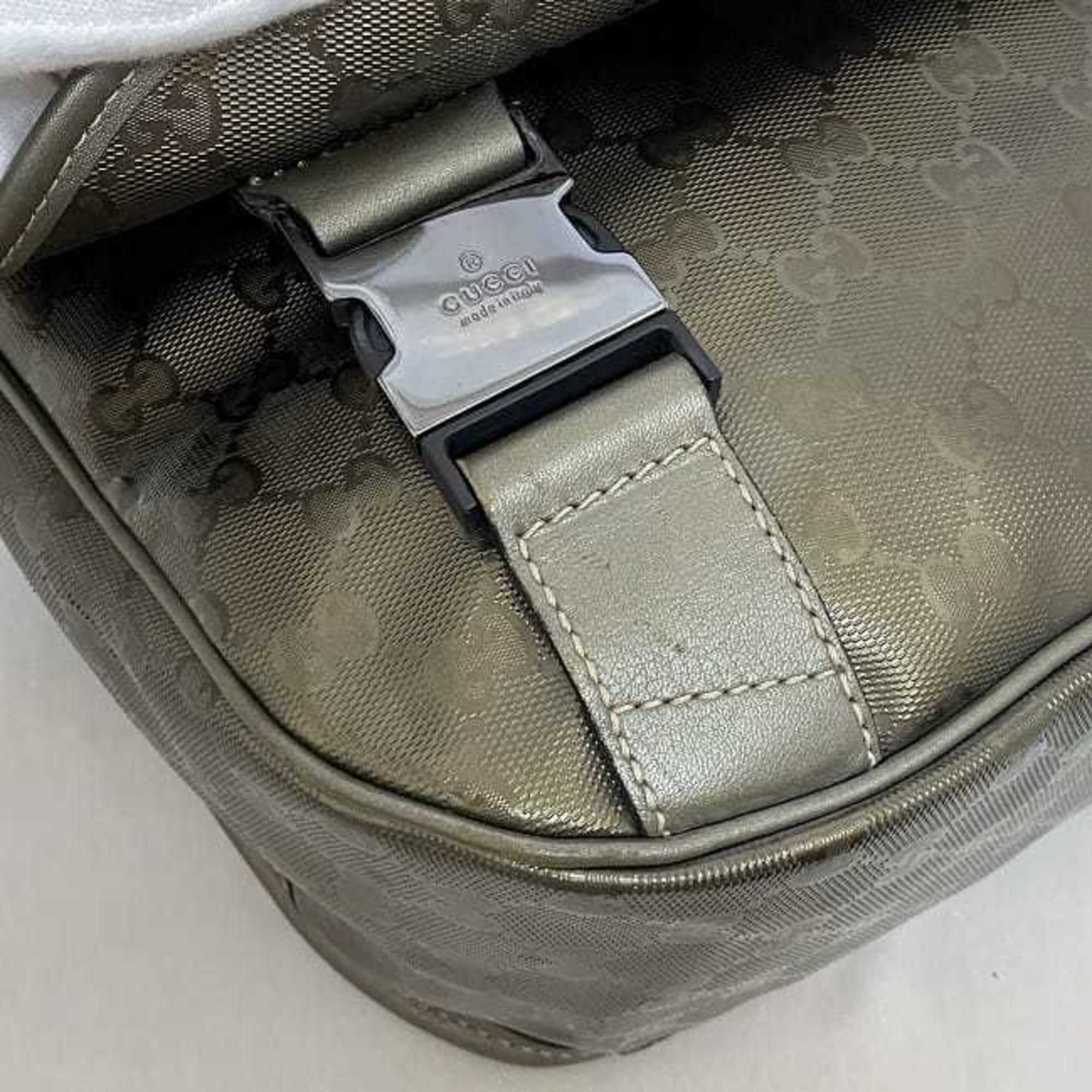 Gucci Green Khaki Coated Canvas Shoulder Bag (Pre-Owned)