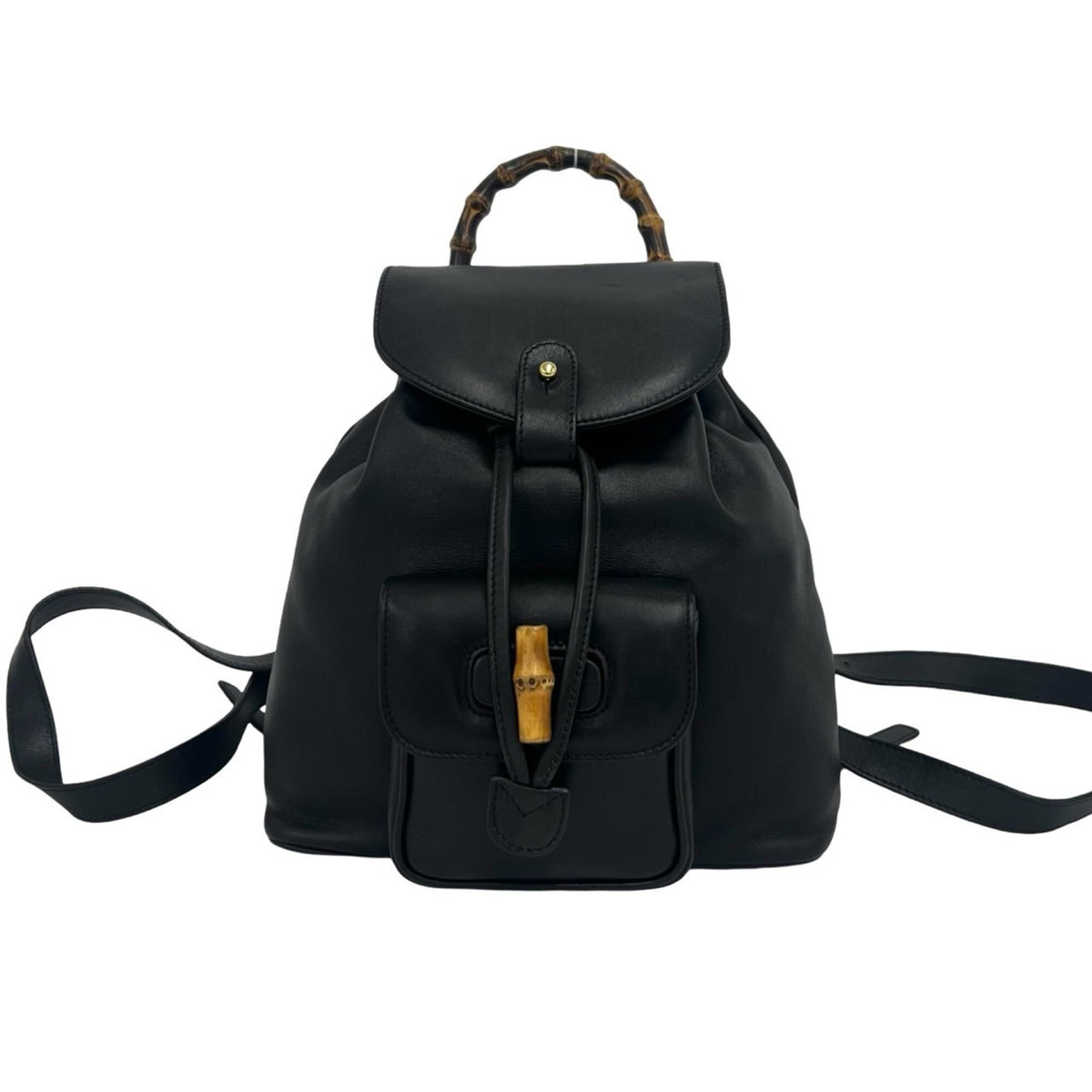 Gucci Black Leather Bamboo Backpack (Pre-Owned)