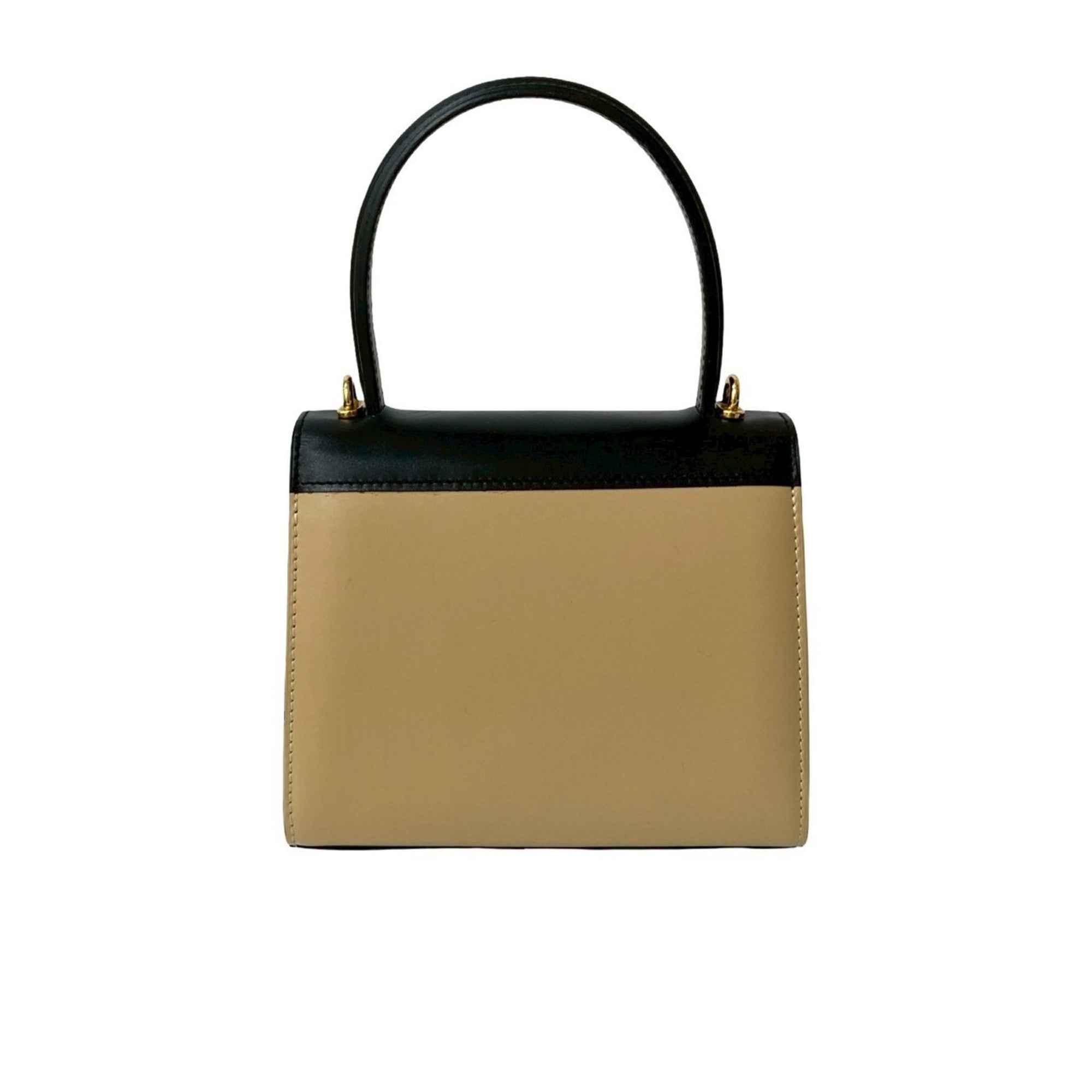 Celine Beige Black Leather Handbag Shoulder Bag (Pre-Owned)