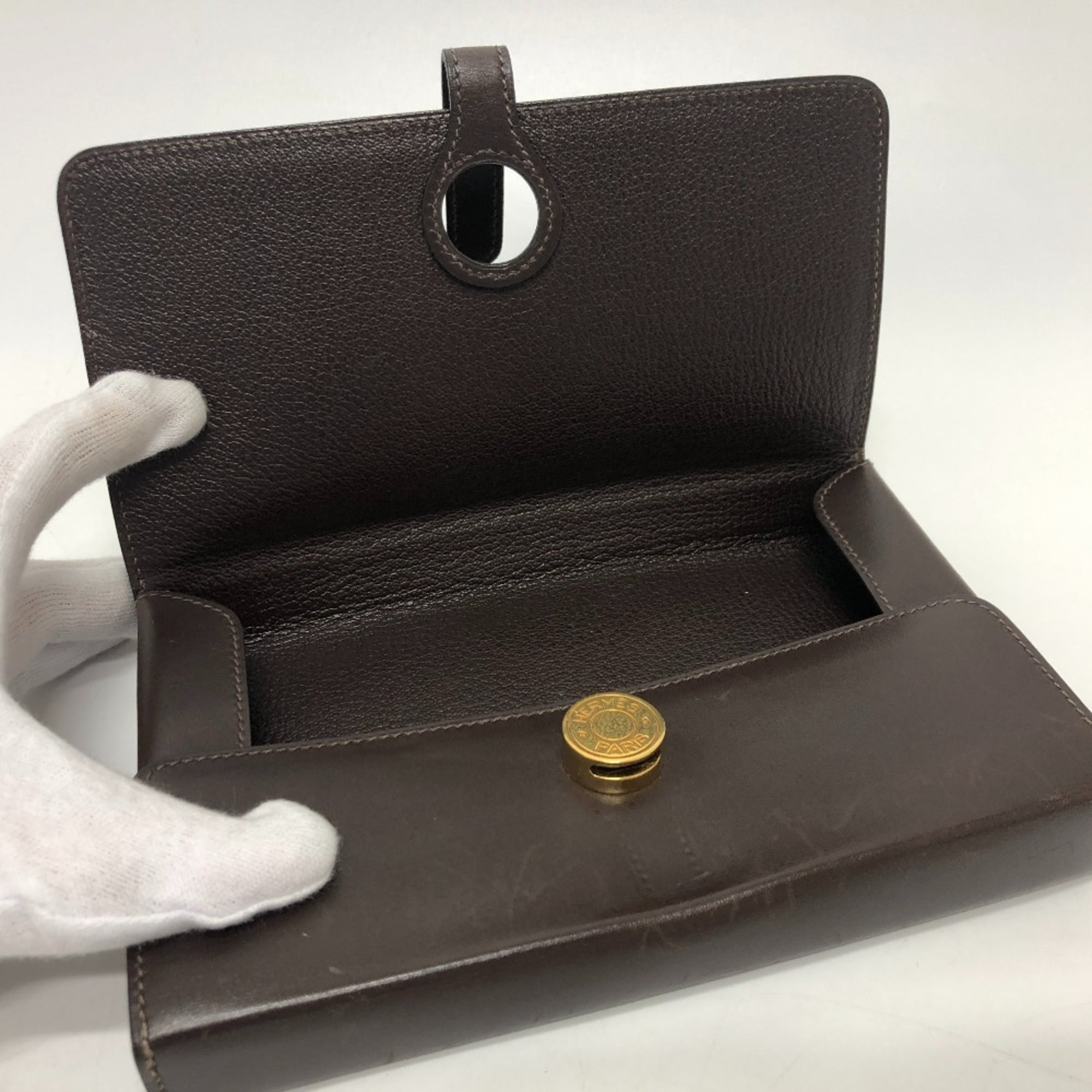 Hermes Brown Box Calf Leather Pouch (Pre-Owned)