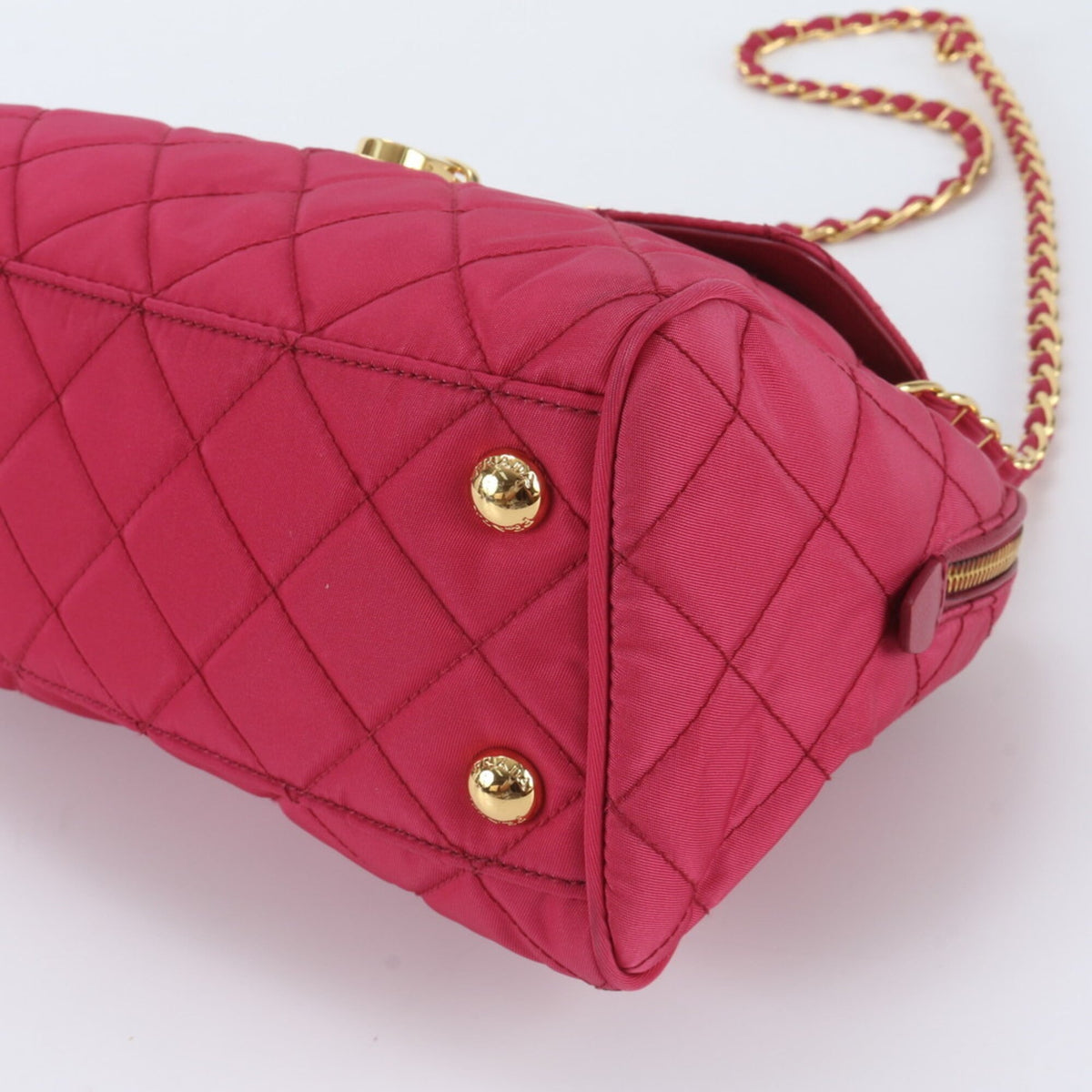 Prada Pink Leather Nylon Handbag Shoulder Bag Tote Bag (Pre-Owned)