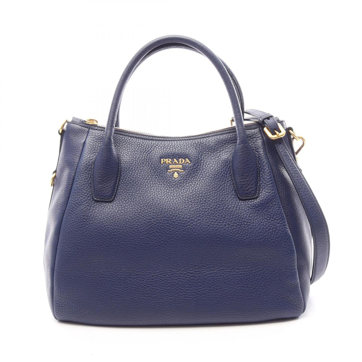 Prada Navy Leather Handbag Tote Bag (Pre-Owned)