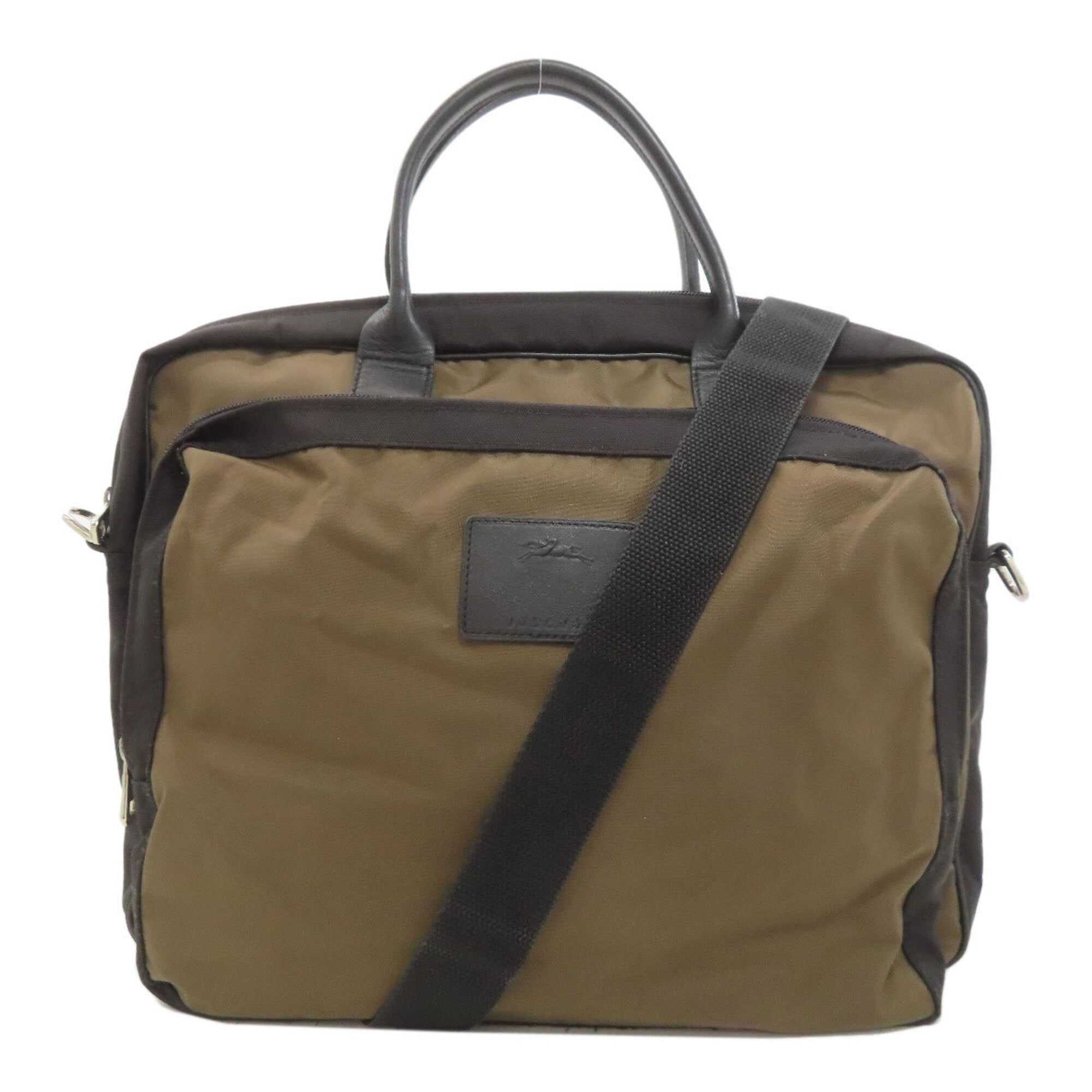 Longchamp Black Khaki Nylon Briefcase (Pre-Owned)
