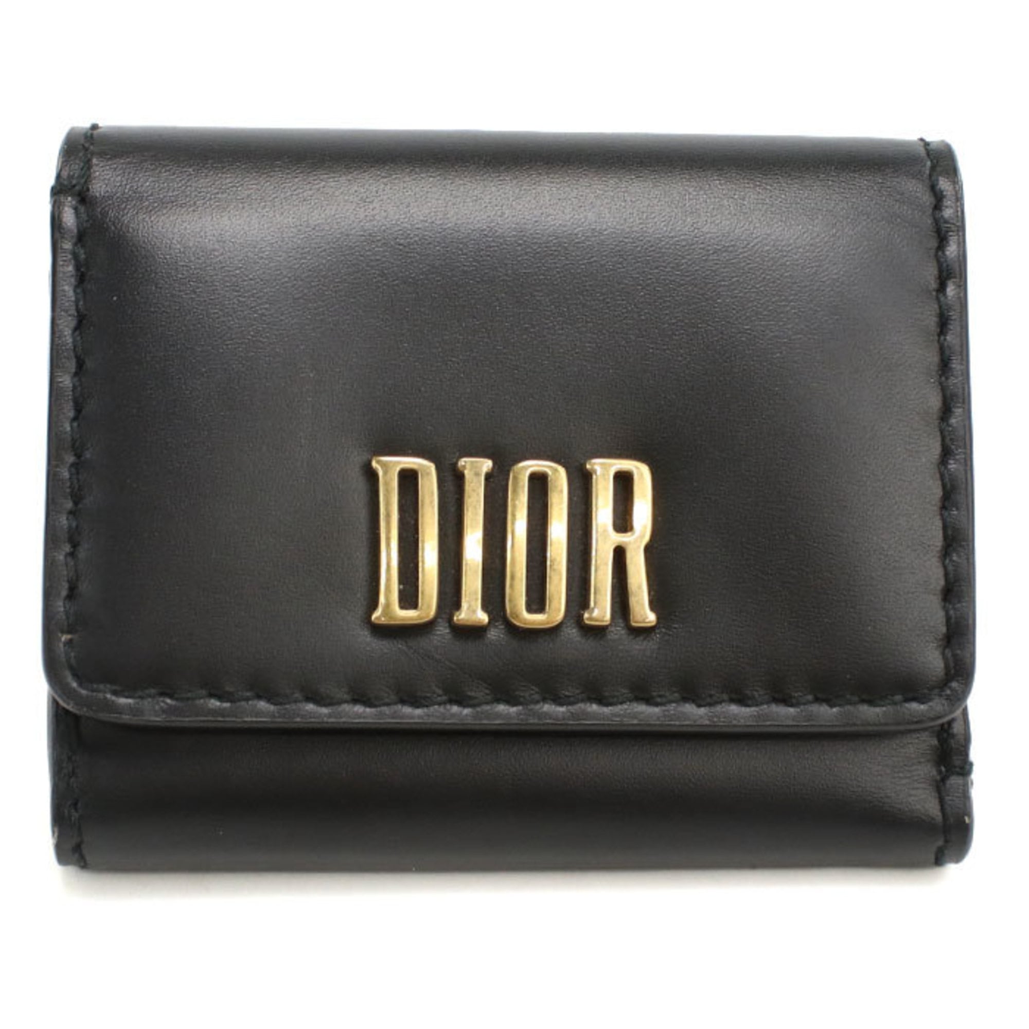 Christian Dior Black Leather Wallet (Tri-Fold) (Pre-Owned)