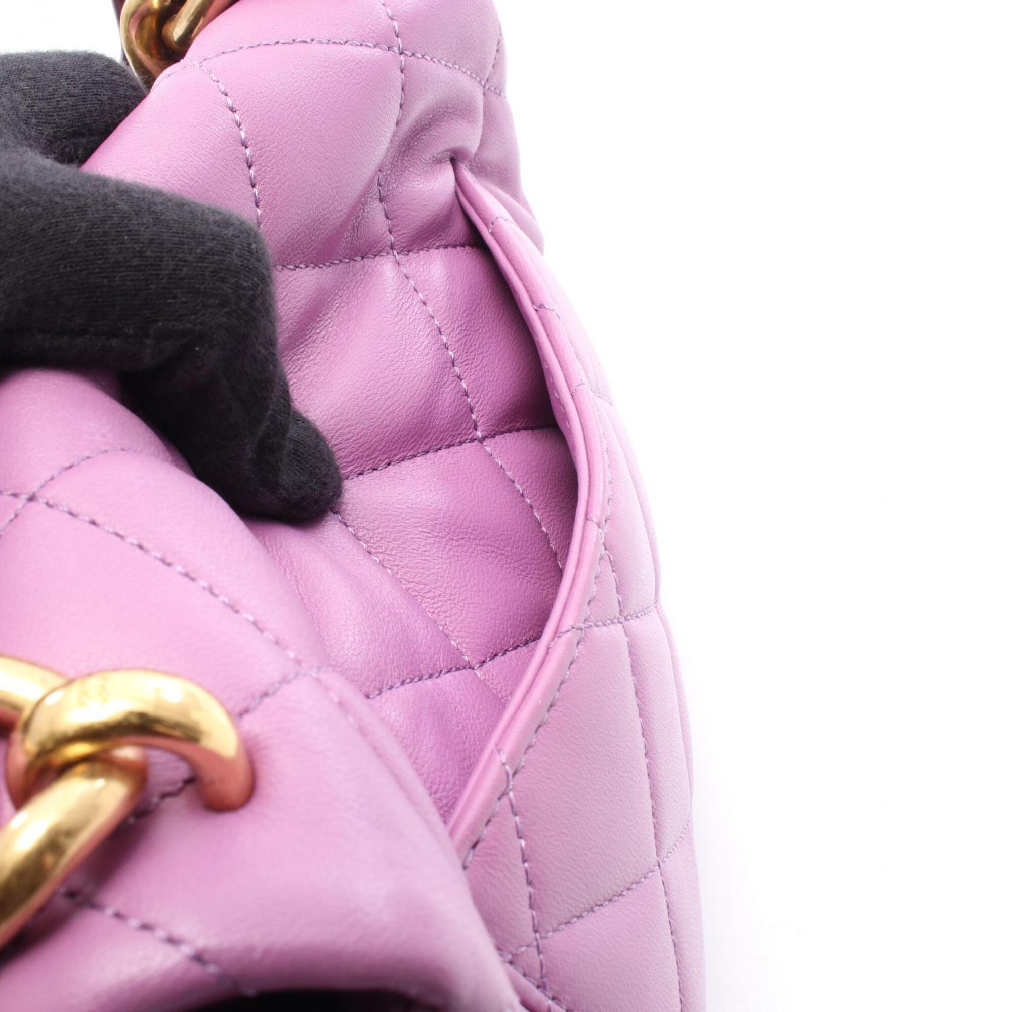 Chanel Purple Leather Handbag Shoulder Bag (Pre-Owned)