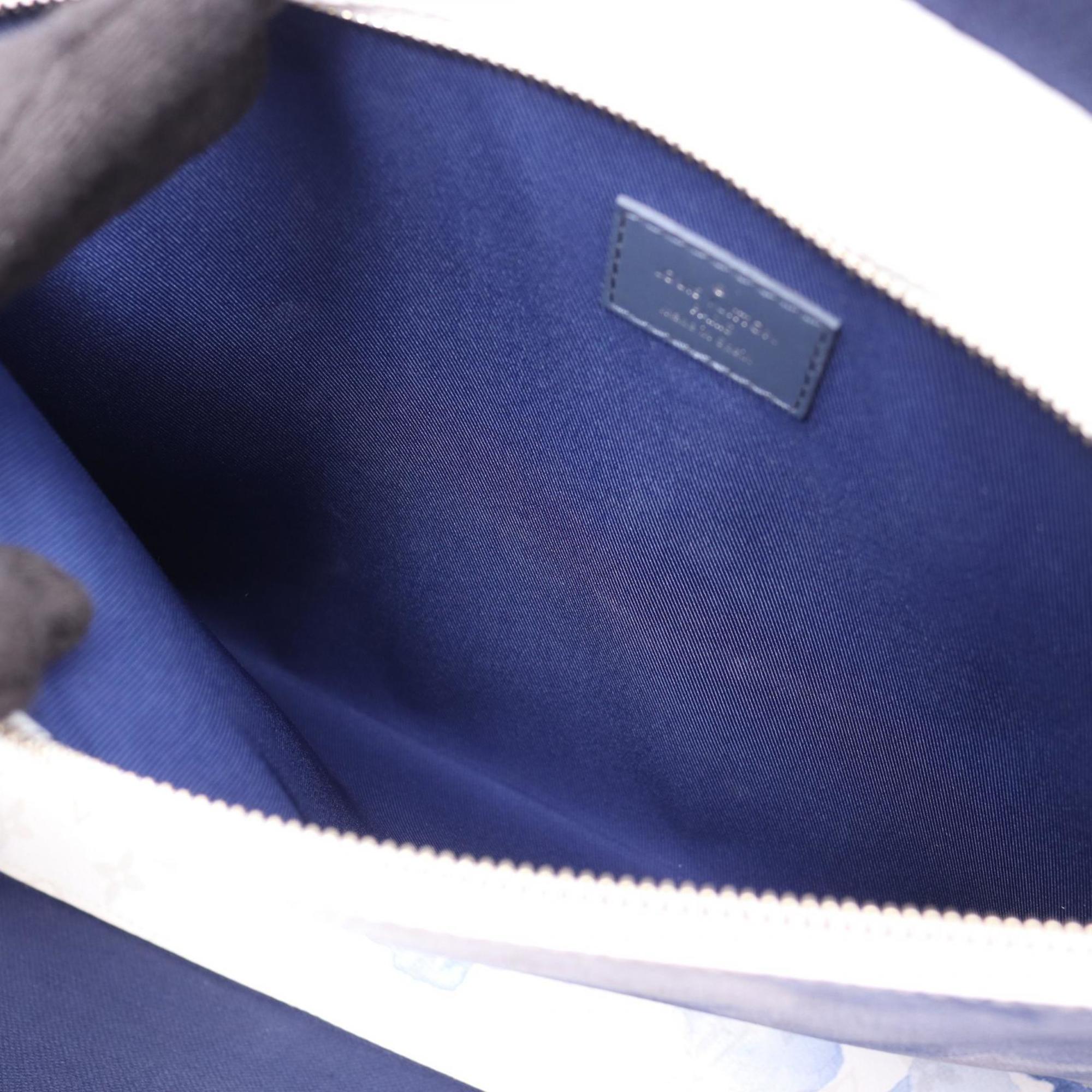 Louis Vuitton Blue White Coated Canvas Leather Handbag Tote Bag (Pre-Owned)