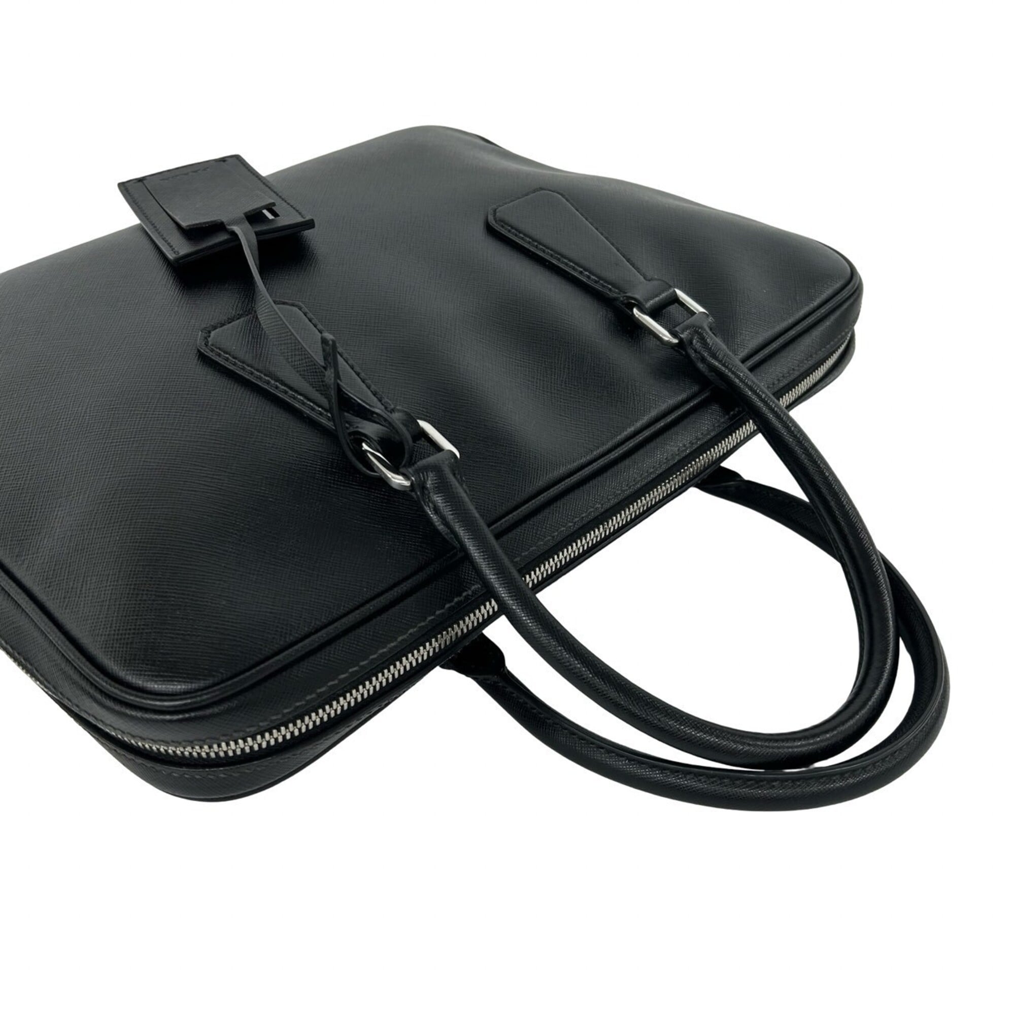 Prada Black Leather Briefcase Shoulder Bag (Pre-Owned)