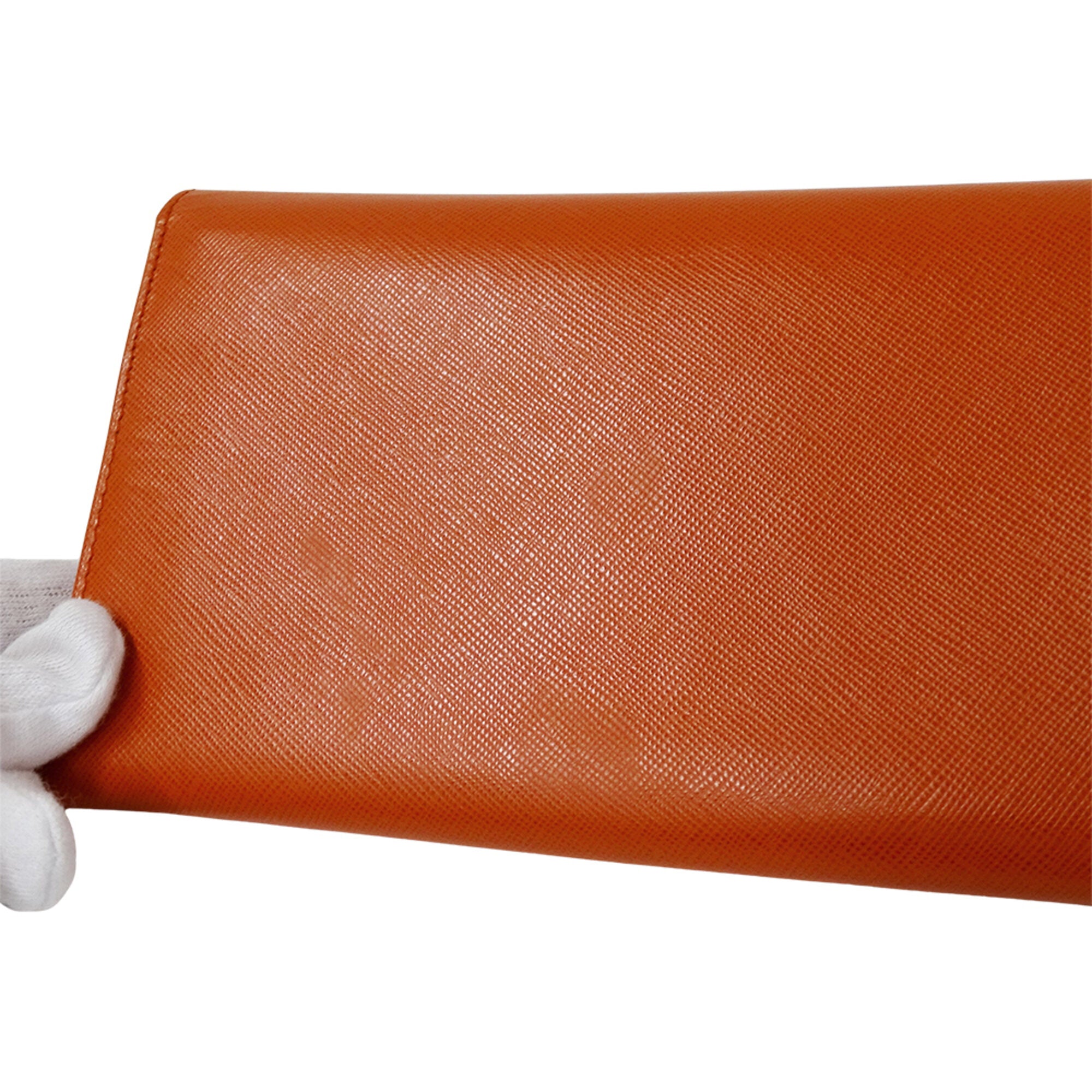 Prada Orange Leather Long Wallet (Bi-Fold) (Pre-Owned)