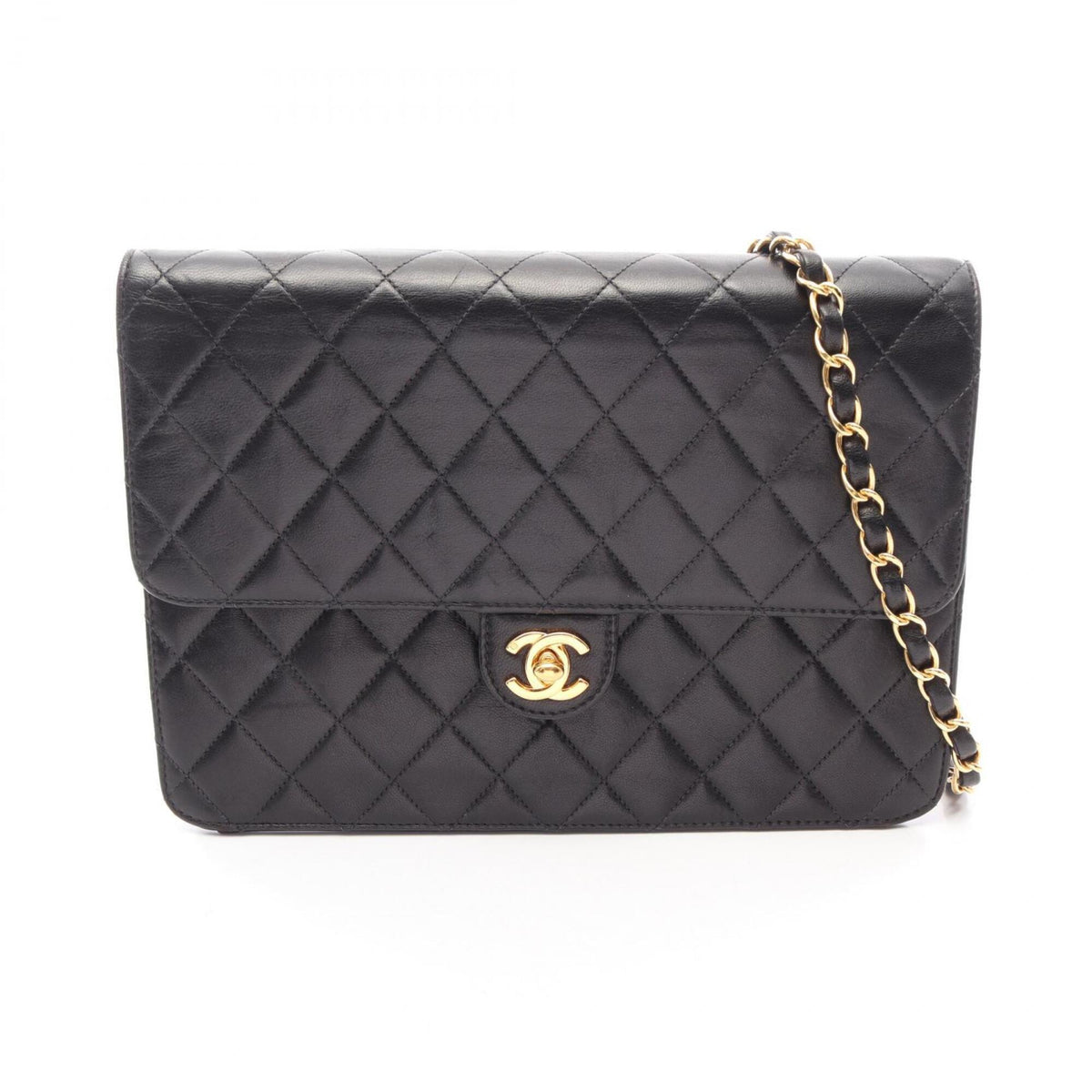 Chanel Black Leather Handbag Shoulder Bag (Pre-Owned)