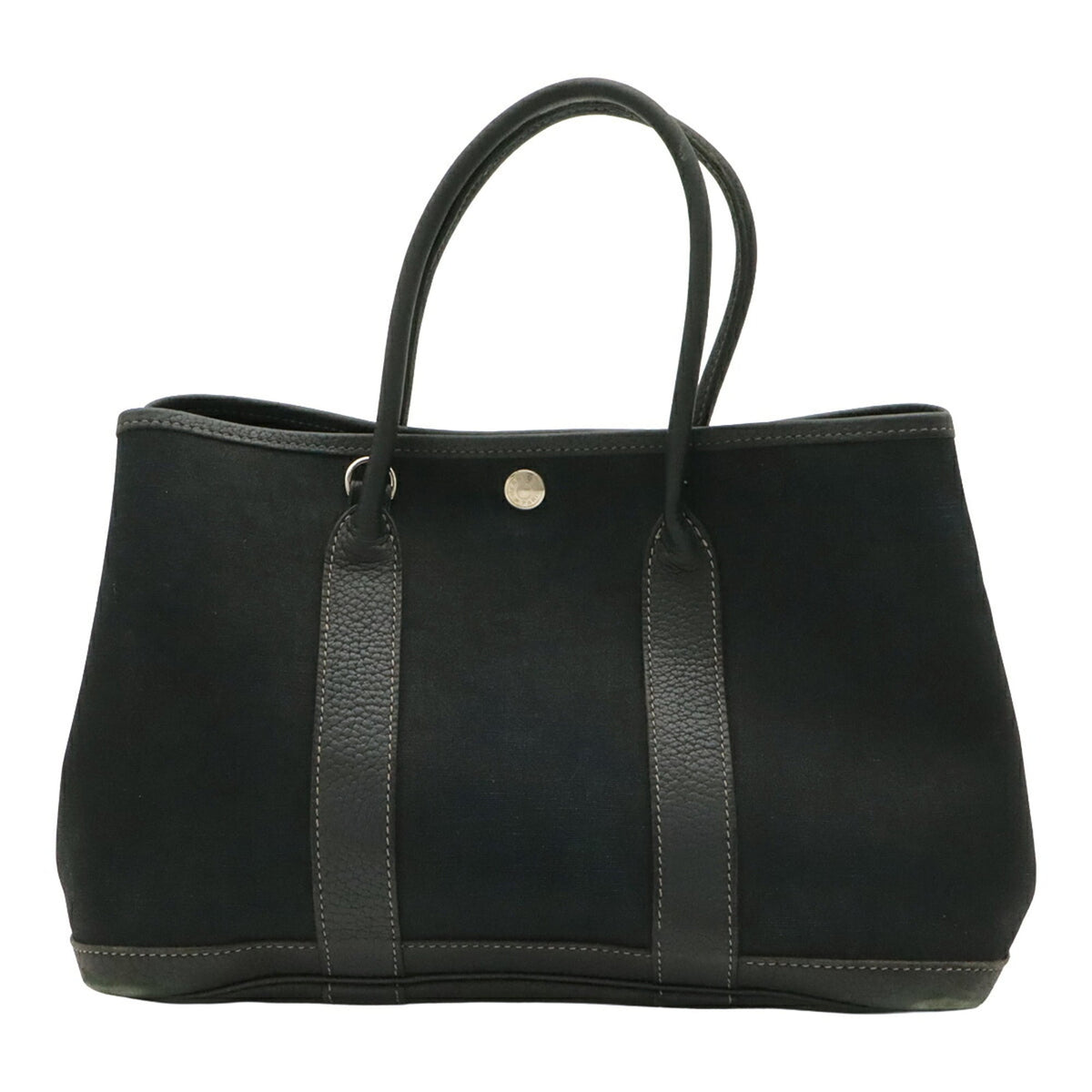 Hermes Black Toile Officier Handbag Tote Bag (Pre-Owned)