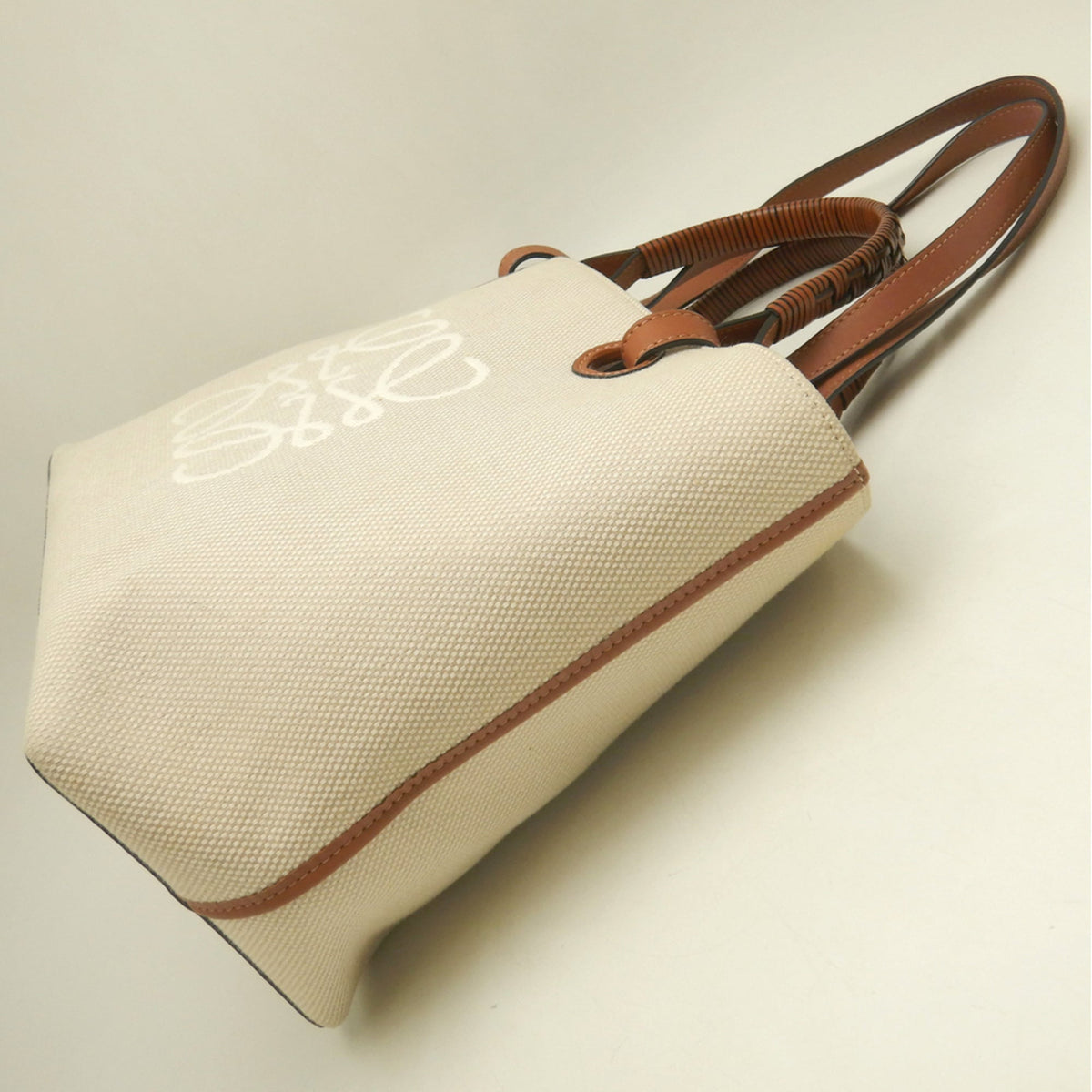 Loewe Beige Brown Canvas Leather Tote Bag (Pre-Owned)