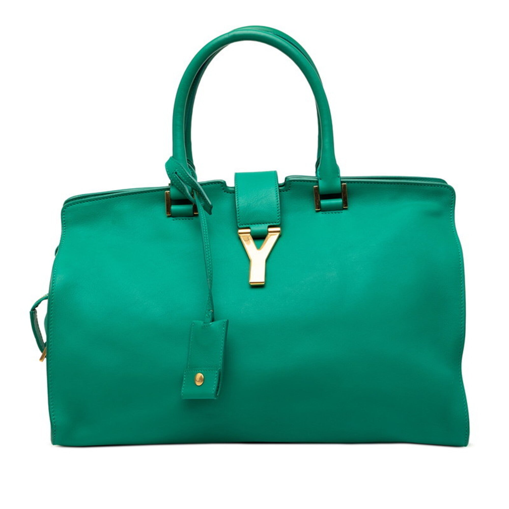 Saint Laurent Green Leather Handbag Tote Bag (Pre-Owned)