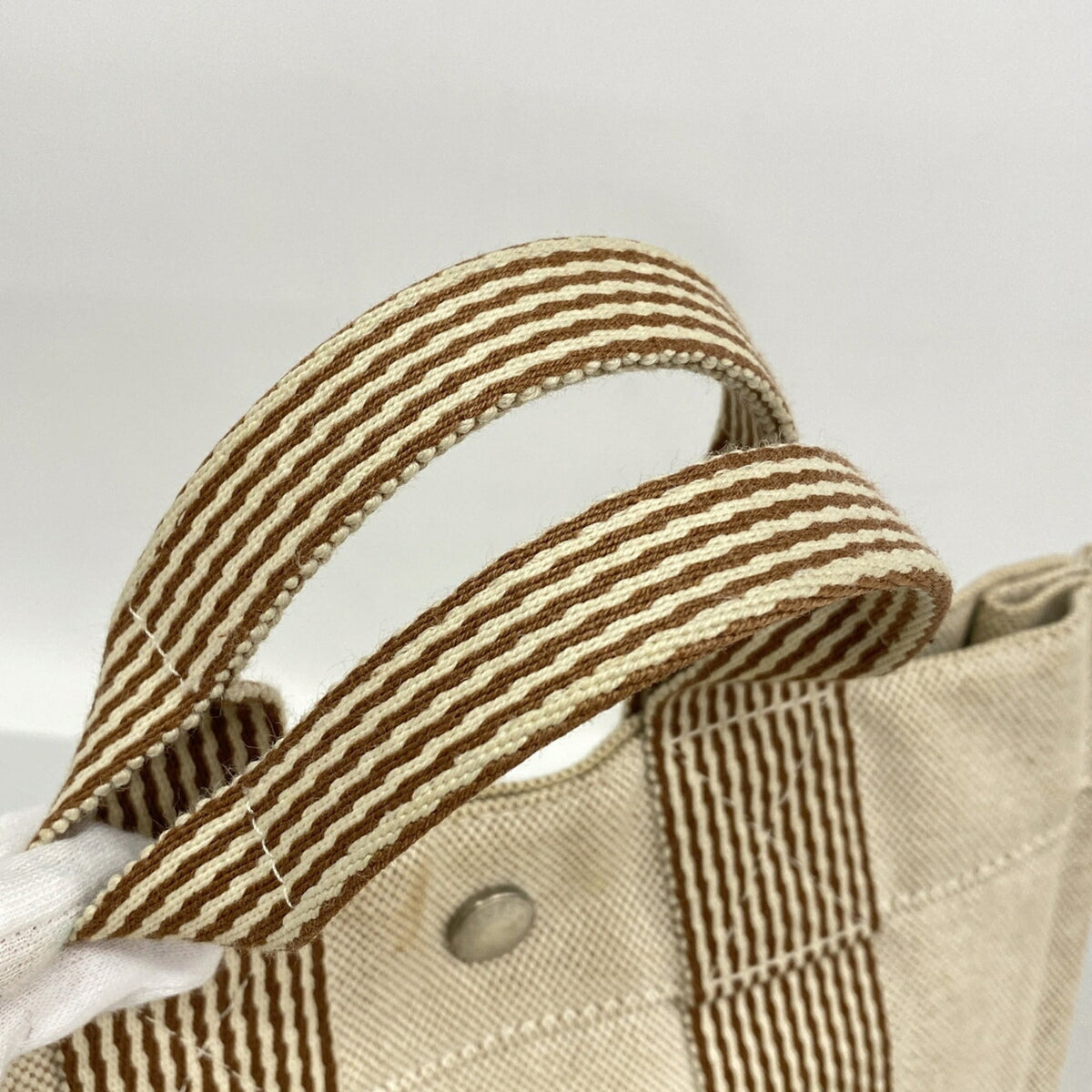 Hermes Beige Canvas Tote Bag (Pre-Owned)