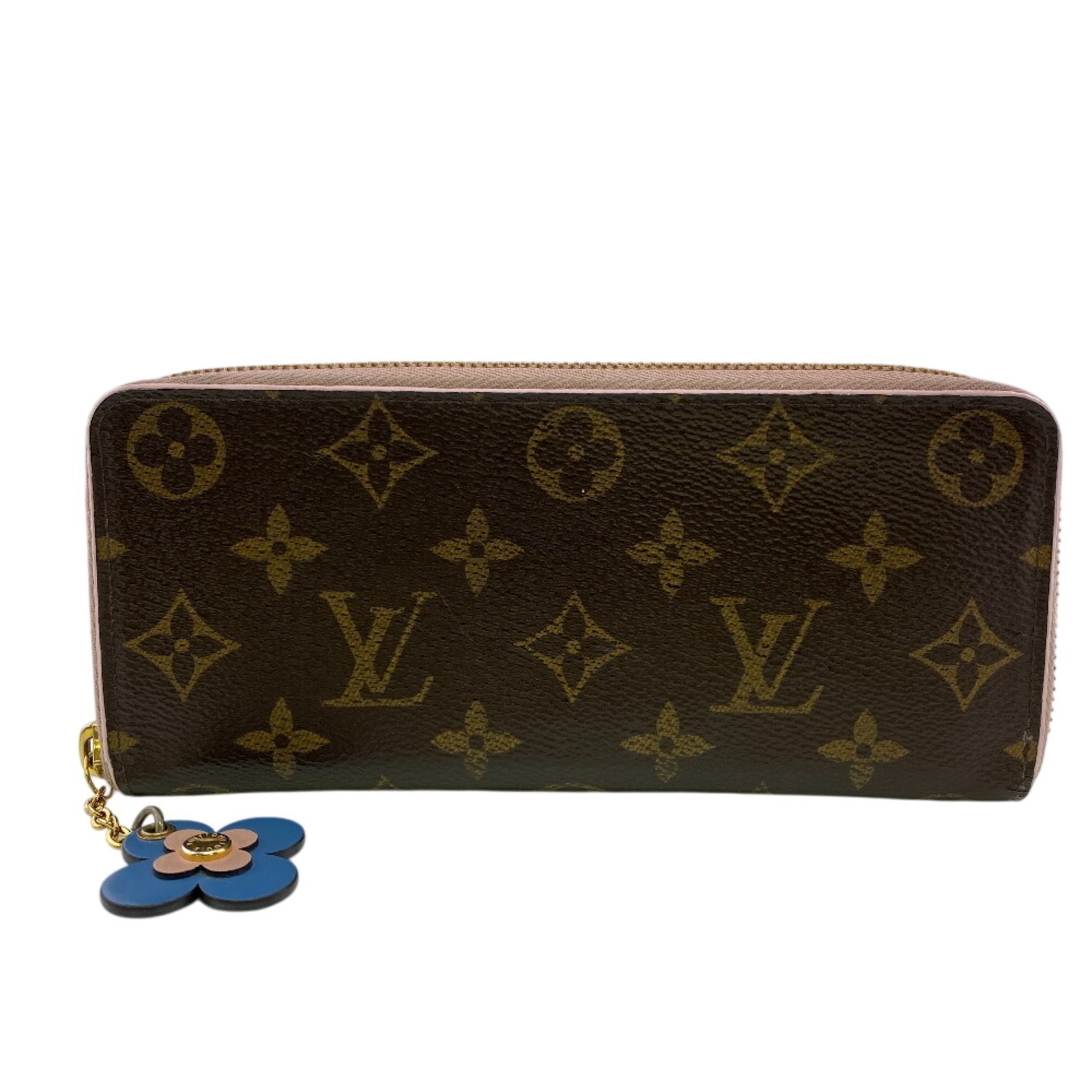 Louis Vuitton Monogram Blue Pink Leather Long Wallet (Bi-Fold) (Pre-Owned)
