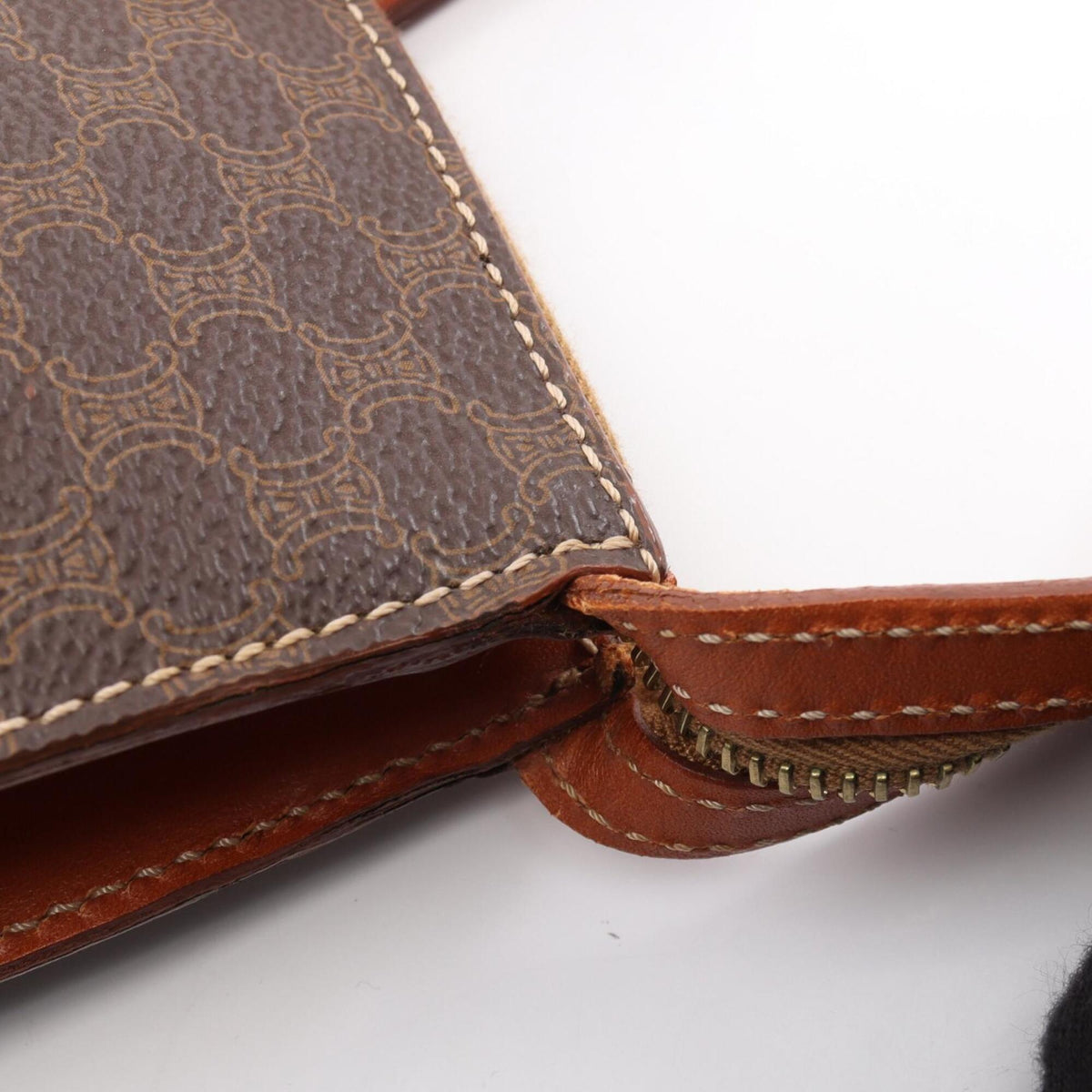 Celine Brown Coated Canvas Leather Handbag Tote Bag (Pre-Owned)