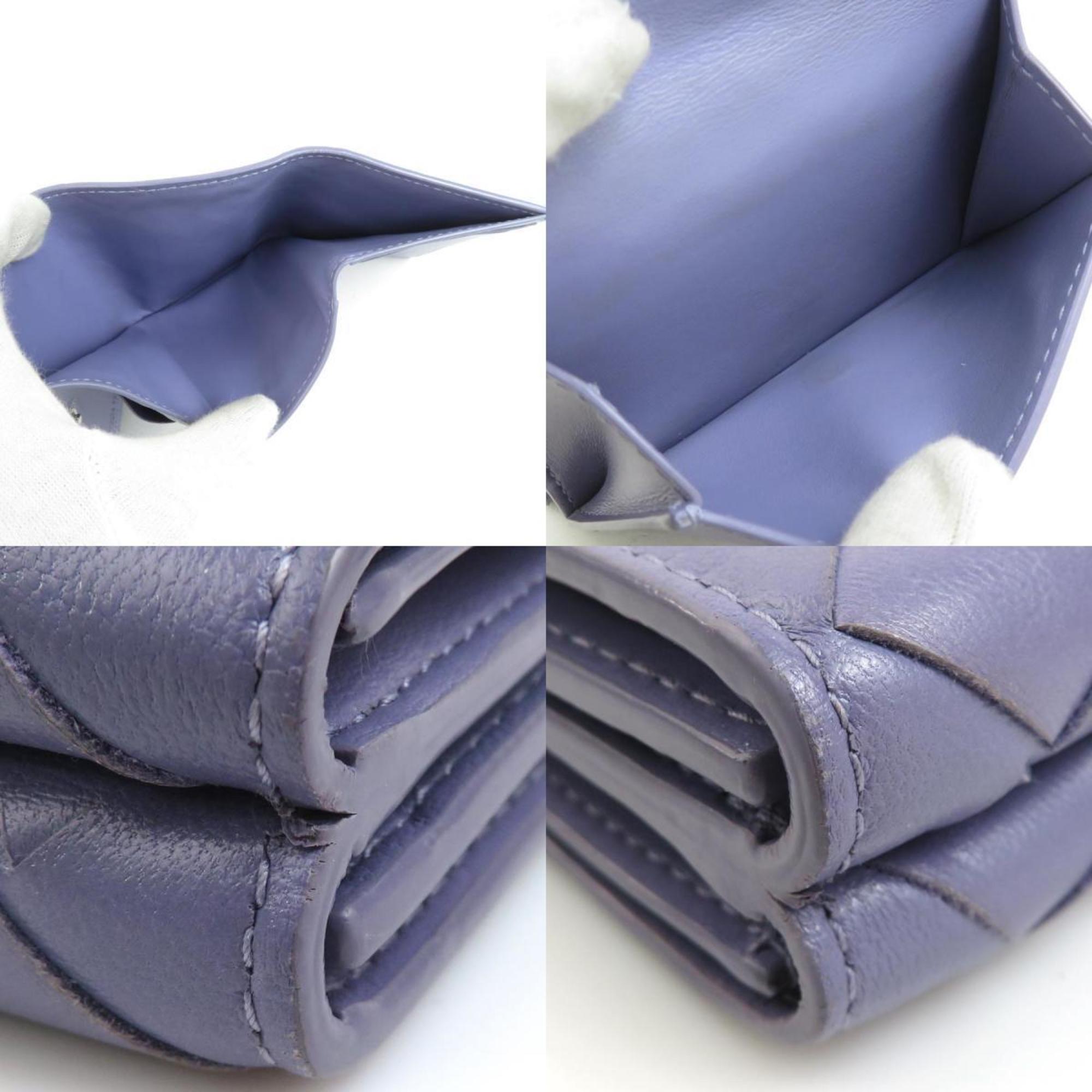 Bottega Veneta Purple Leather Wallet (Tri-Fold) (Pre-Owned)