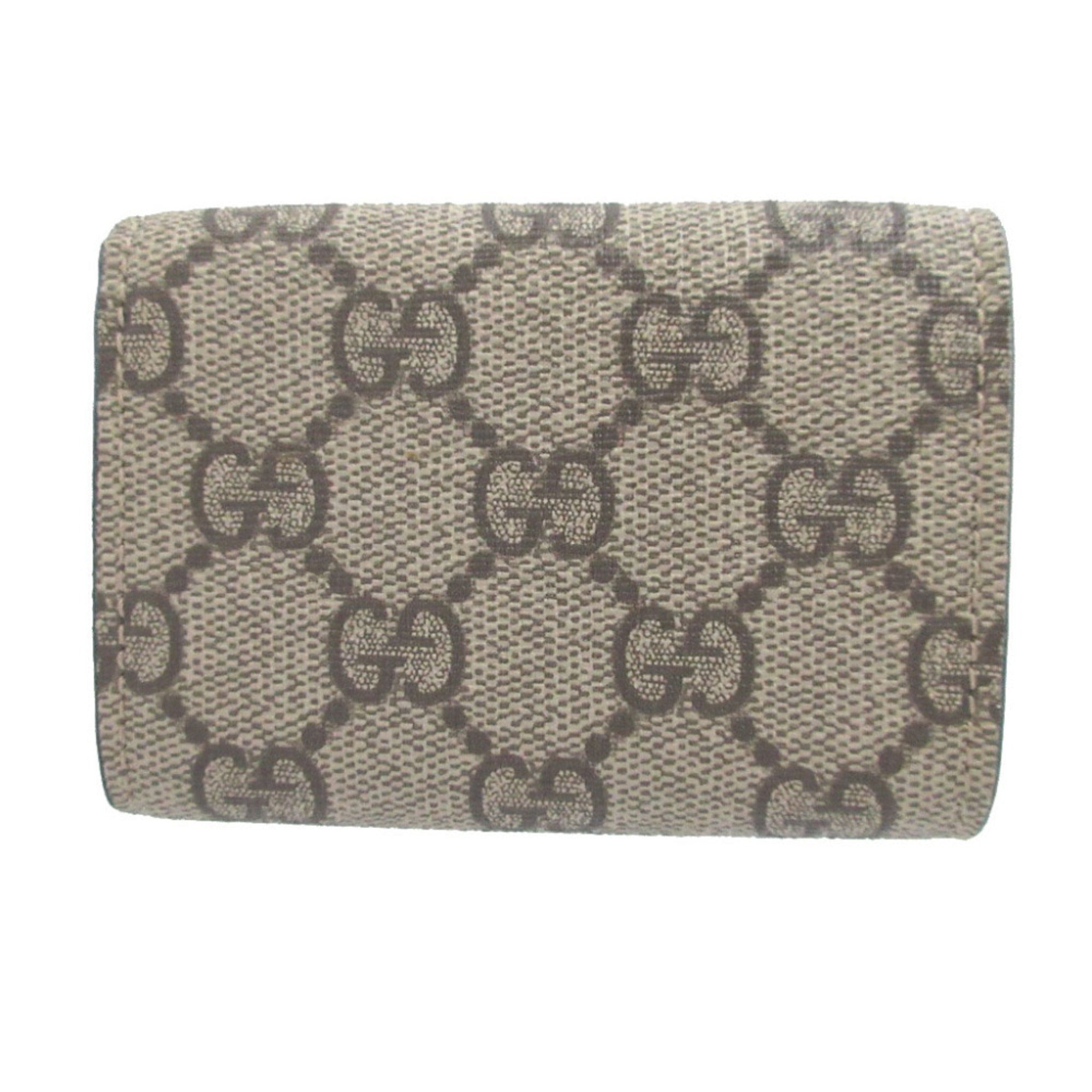 Gucci Beige Blue Gg Supreme Leather Wallet (Tri-Fold) (Pre-Owned)