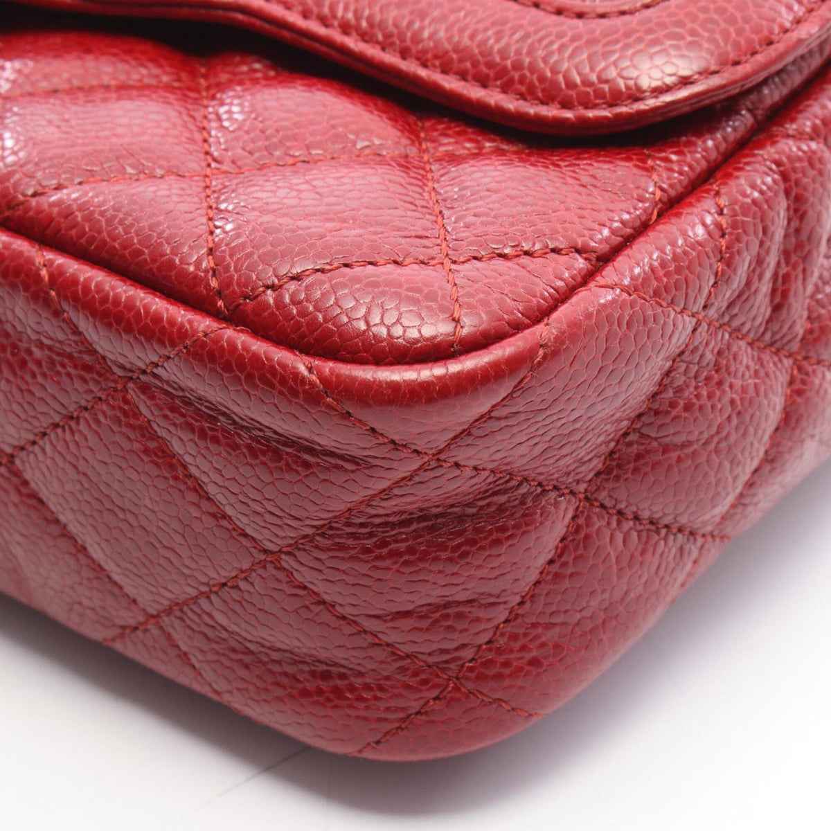 Chanel Red Color Leather Handbag Shoulder Bag (Pre-Owned)