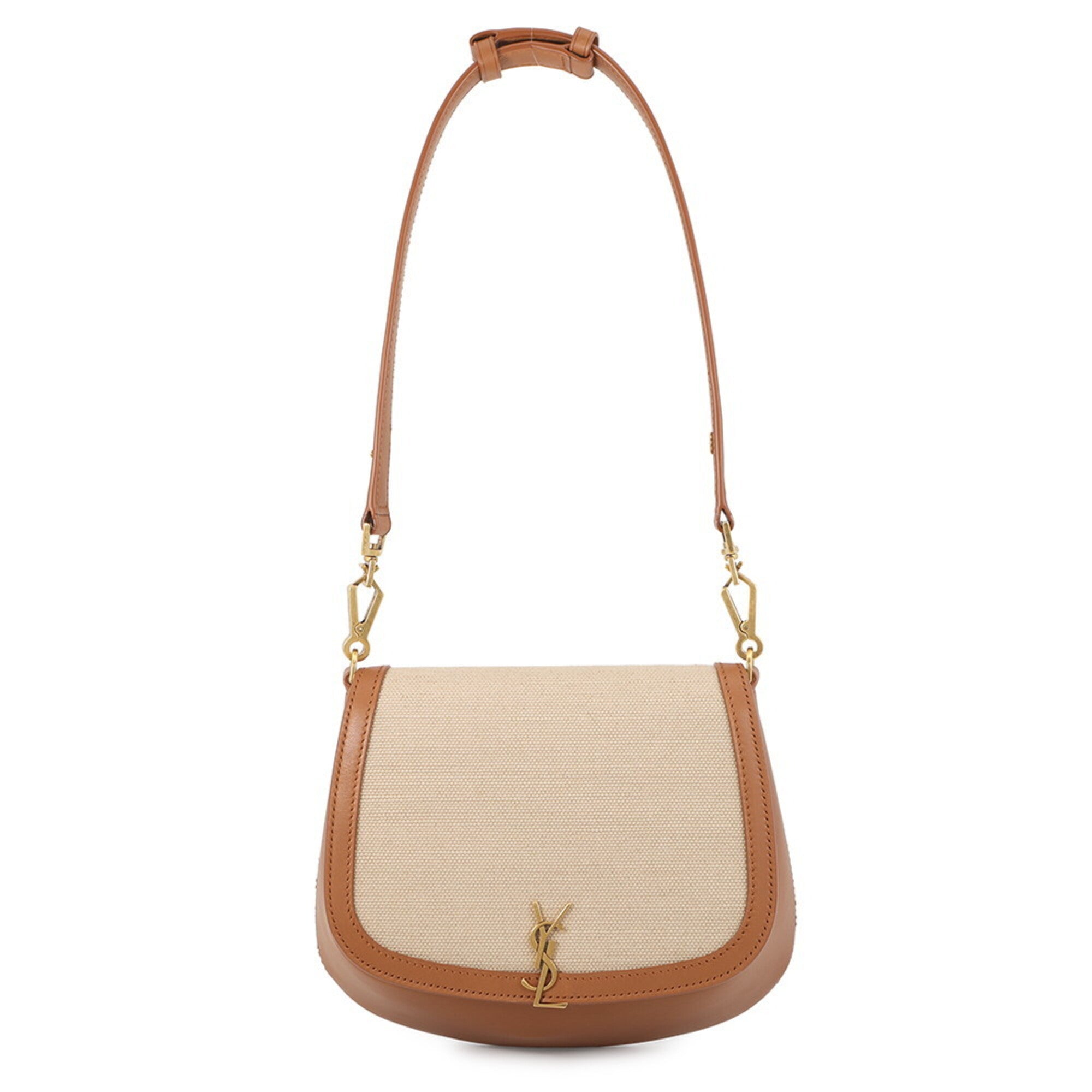 Yves Saint Laurent Beige Brown Canvas Handbag (Pre-Owned)