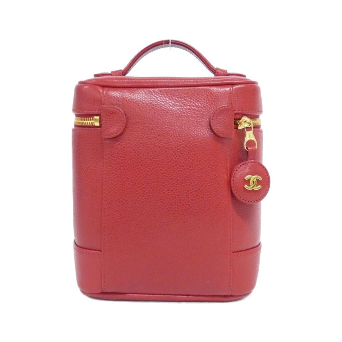 Chanel Red Color Grained Calfskin Handbag (Pre-Owned)