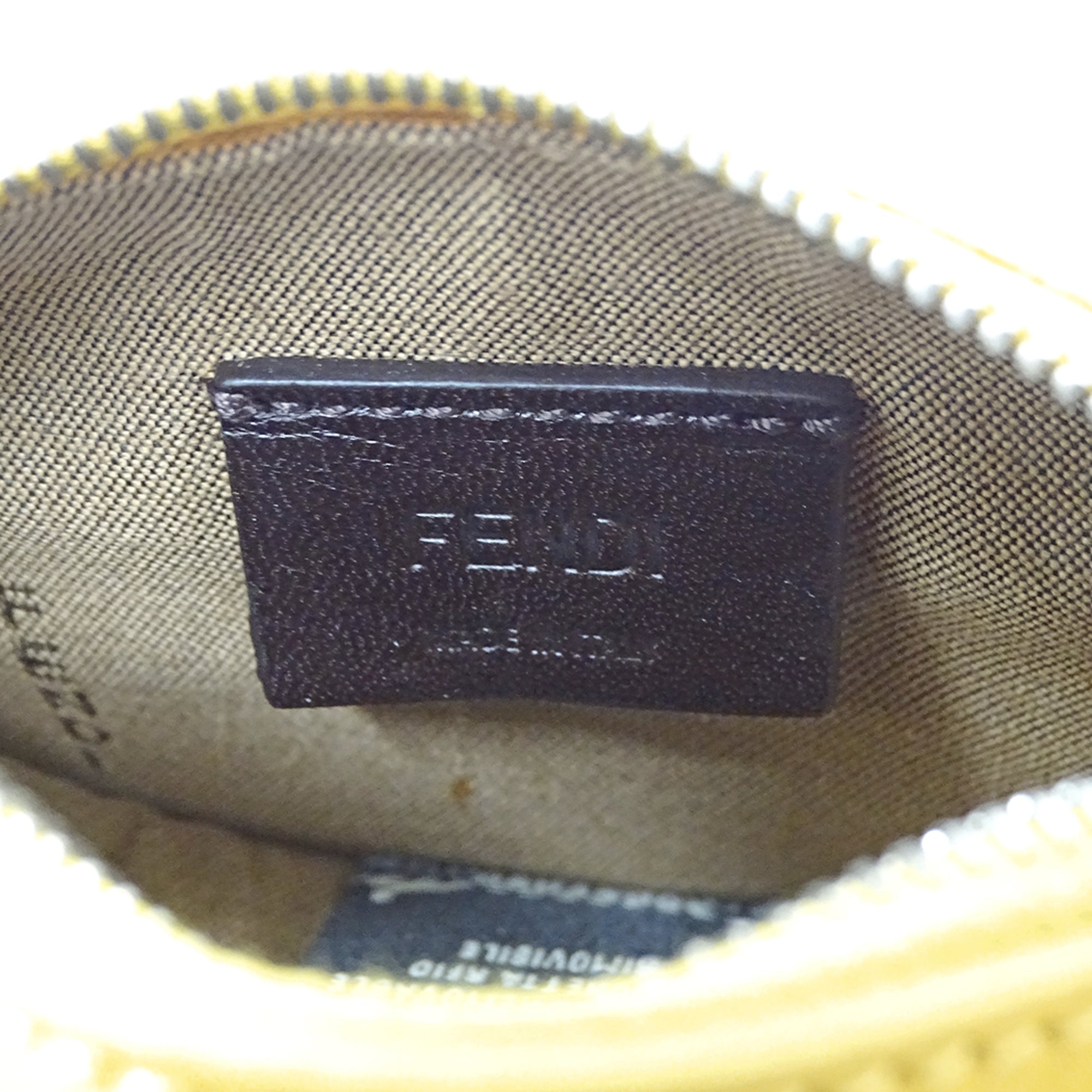 Fendi Yellow Leather Wool Handbag Pouch (Pre-Owned)