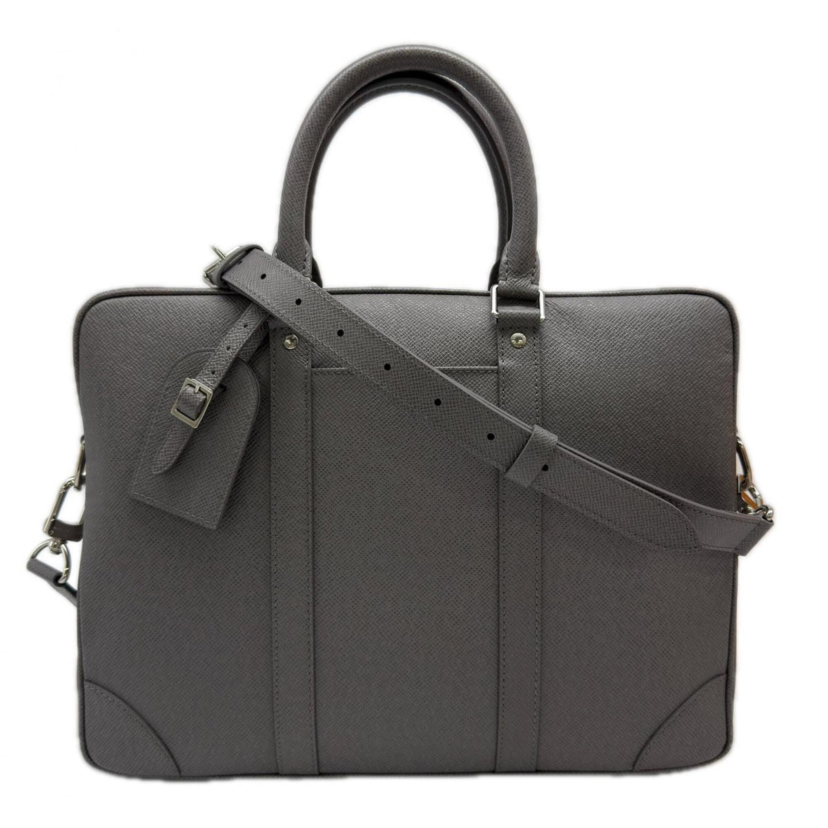 Louis Vuitton Gray Leather Briefcase Handbag (Pre-Owned)