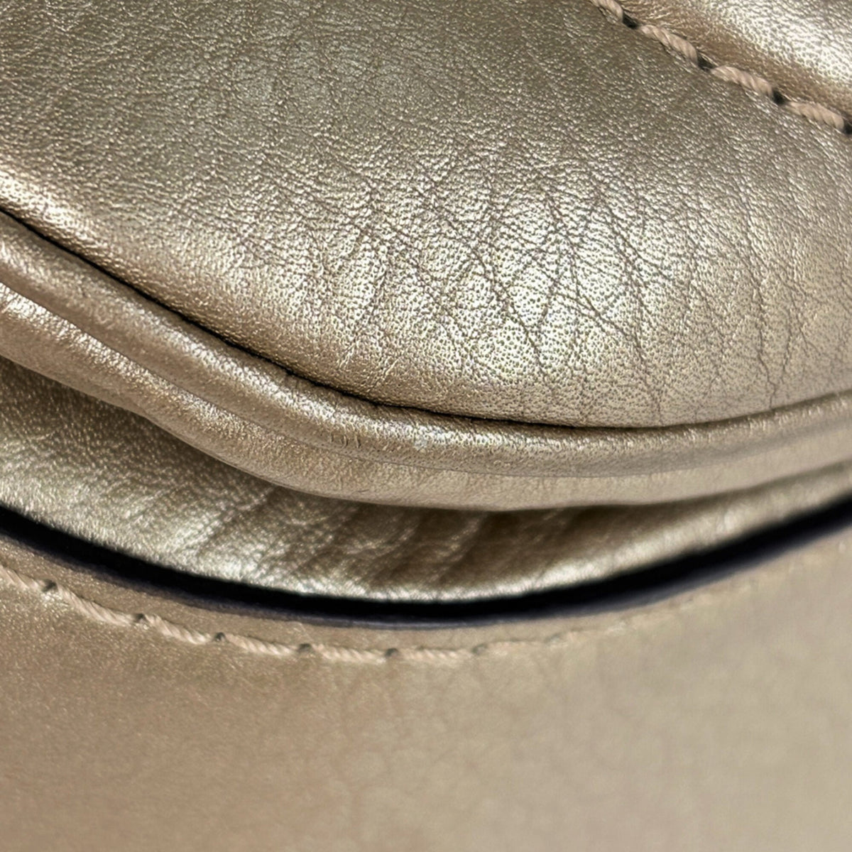 Gucci Champagne Gold Leather Handbag (Pre-Owned)