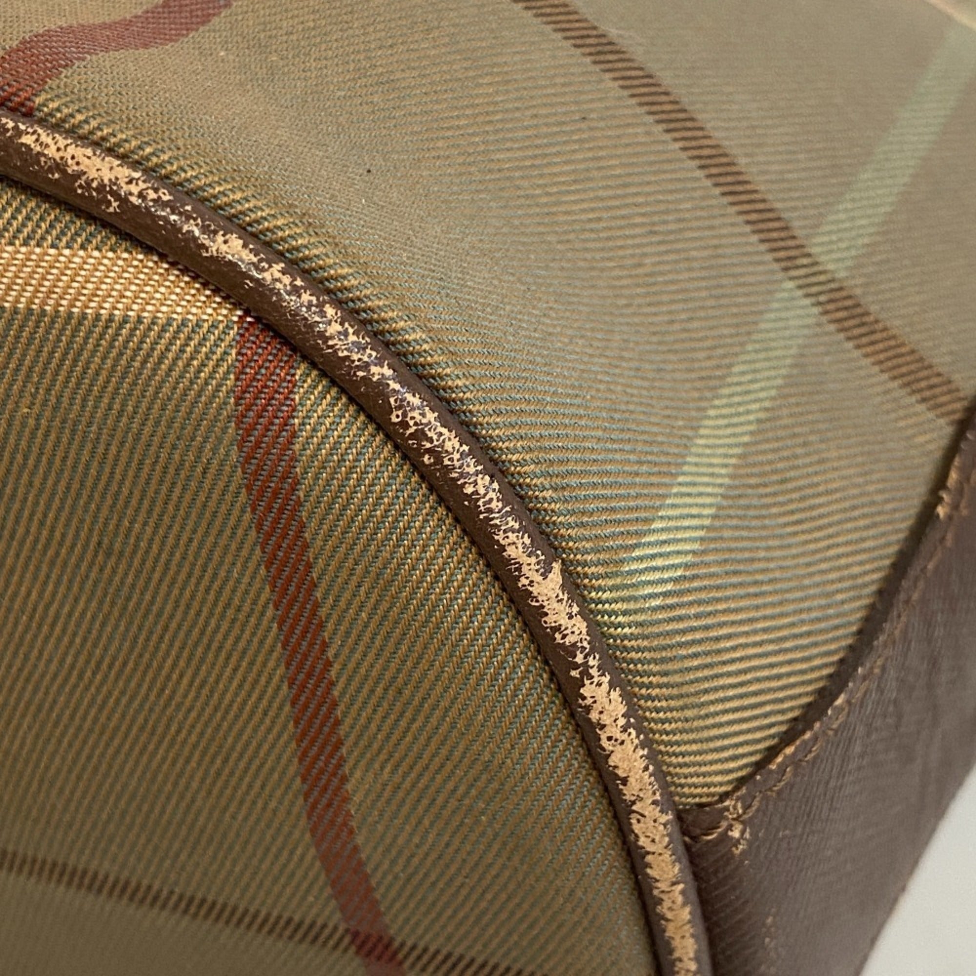 Burberry Burberrys Brown Green Khaki Canvas Shoulder Bag (Pre-Owned)
