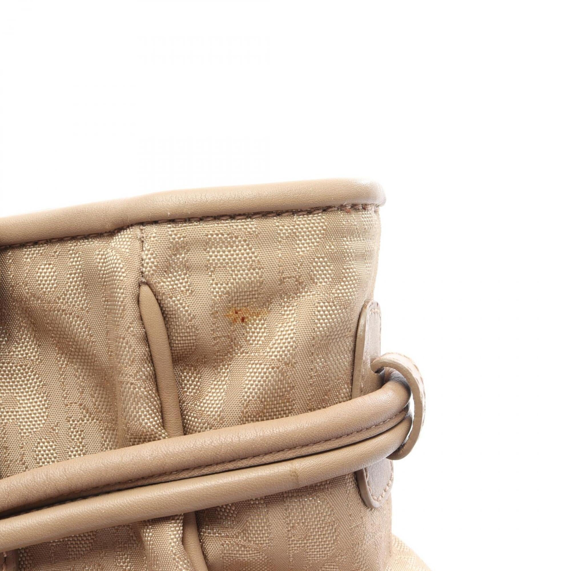 Christian Dior Beige Leather Nylon Canvas Handbag (Pre-Owned)