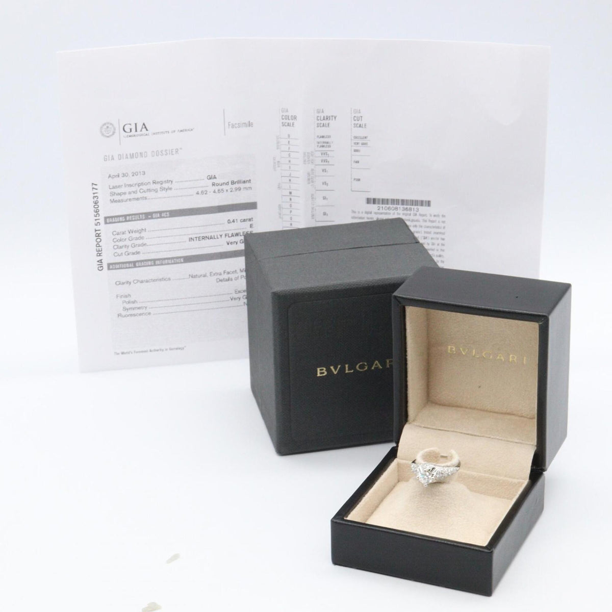 Bvlgari Silver Clear Platinum 950 Band Ring (Pre-Owned)