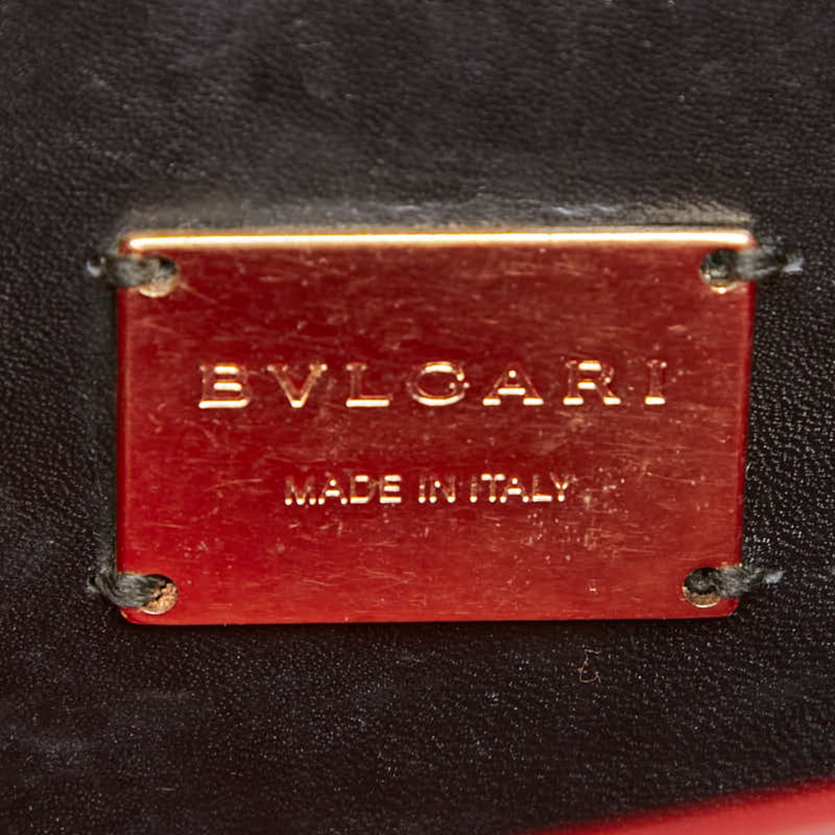 Bvlgari Black Red Color Leather Shoulder Bag (Pre-Owned)