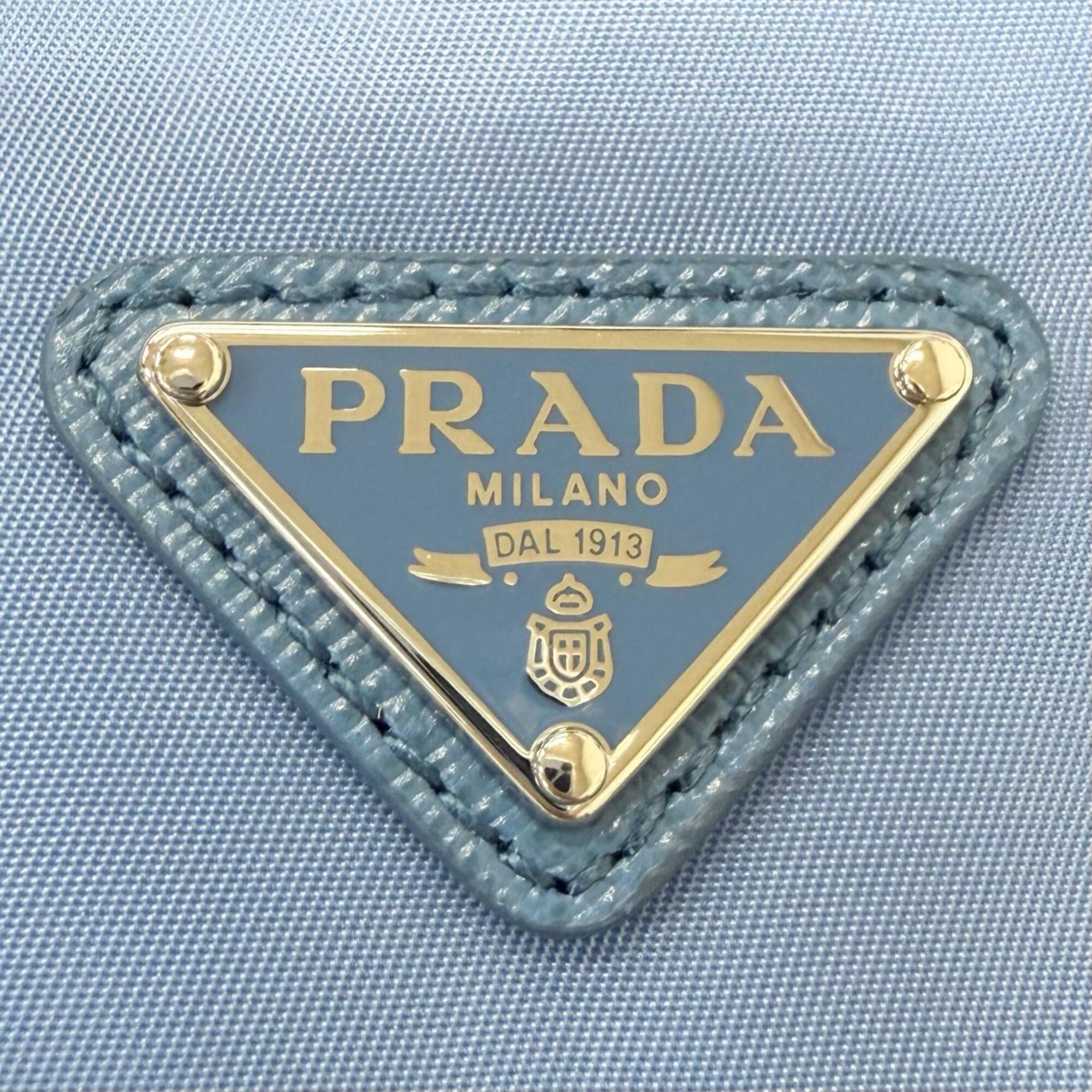 Prada Light Blue Polyamide Leather Handbag (Pre-Owned)