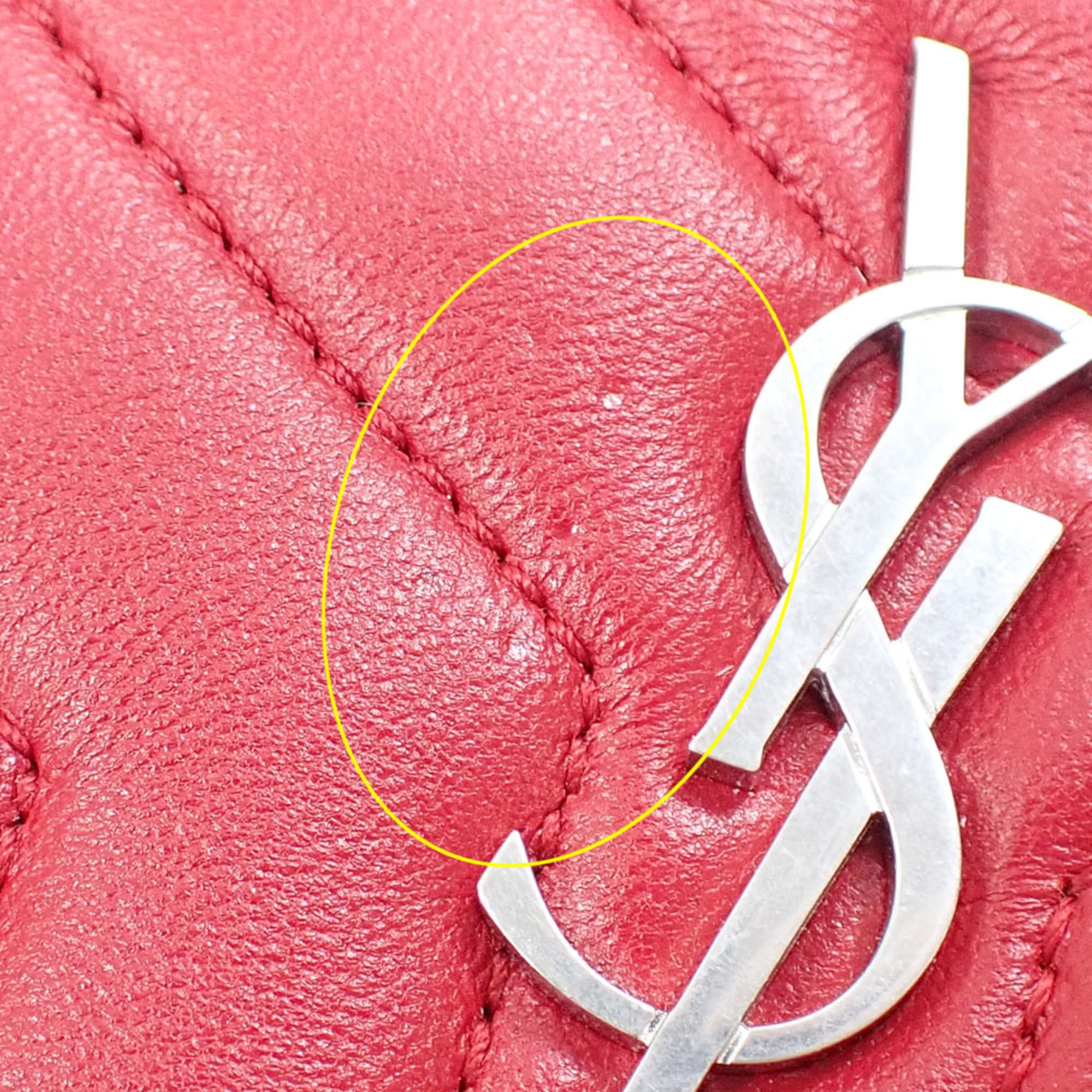 Saint Laurent Red Color Leather Pouch (Pre-Owned)