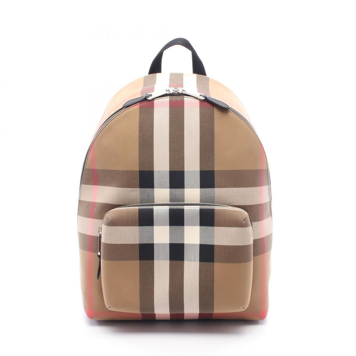 Burberry Beige Black Multi-Color Canvas Leather Backpack Handbag (Pre-Owned)