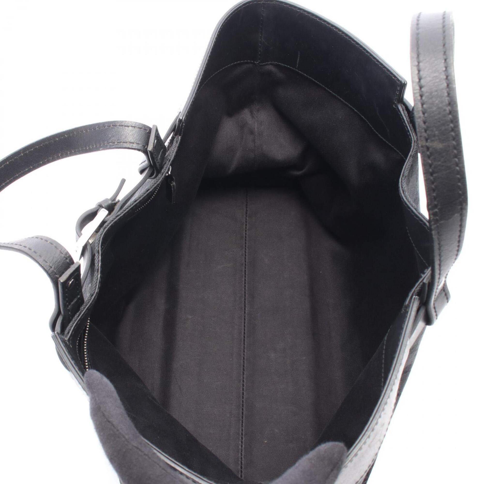 Gucci Black Canvas Leather Handbag Tote Bag (Pre-Owned)